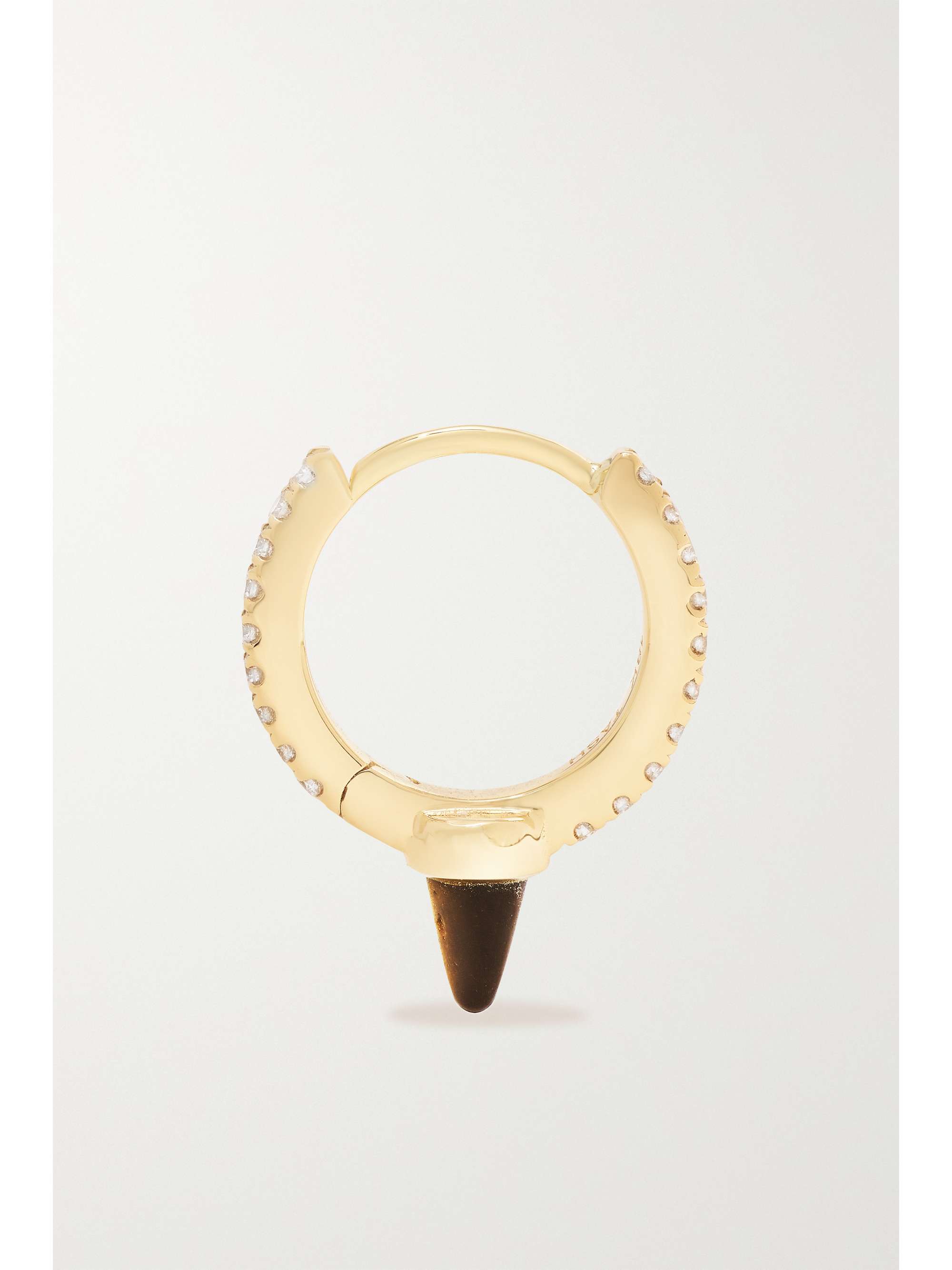 MARIA TASH 8mm 18-karat gold, tiger's eye and diamond single hoop earring