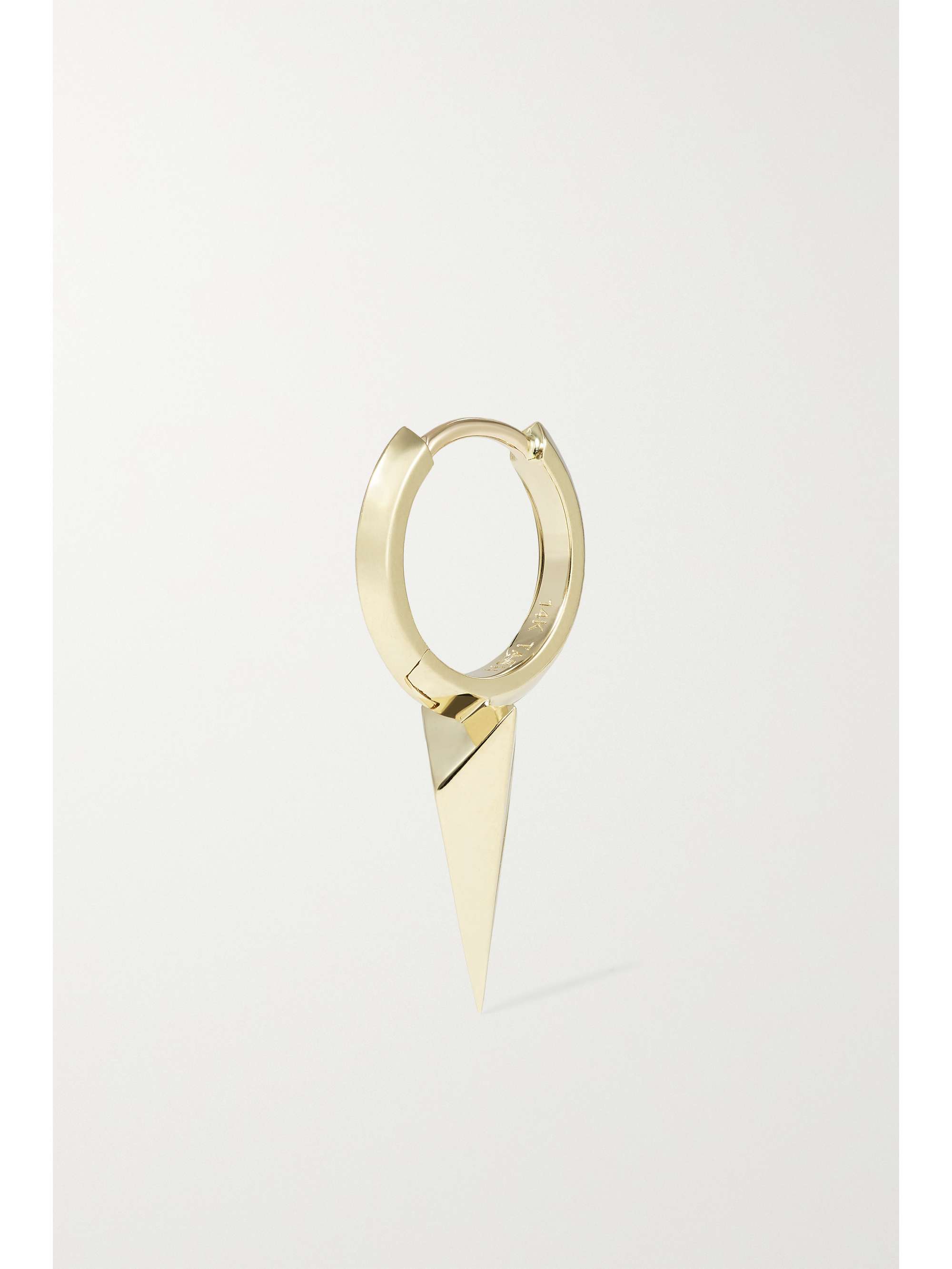 MARIA TASH Faceted Long Spike 8mm 14-karat gold single hoop earring