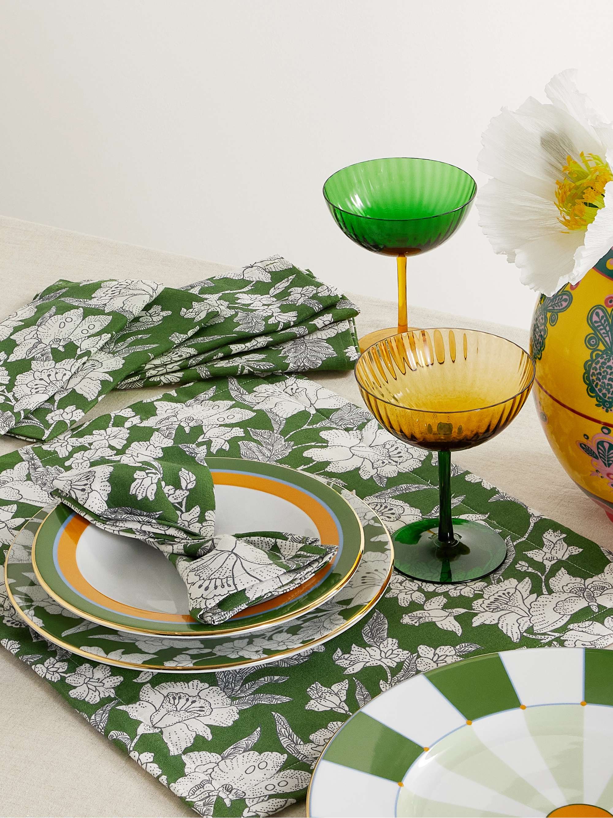 LA DOUBLEJ Set of six floral-print linen napkins