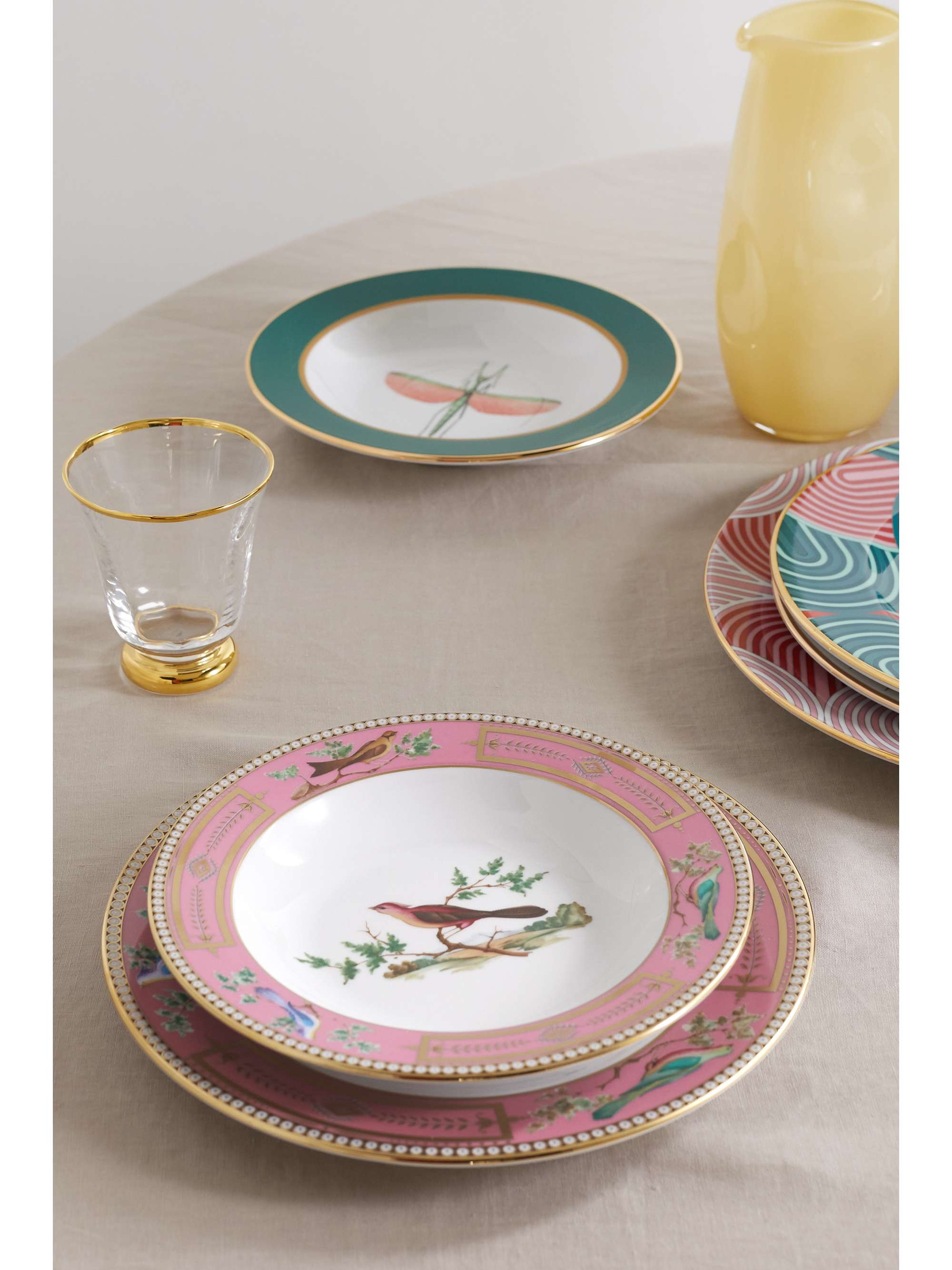 LA DOUBLEJ Miniscalchi gold-plated porcelain soup and dinner plate set |  NET-A-PORTER