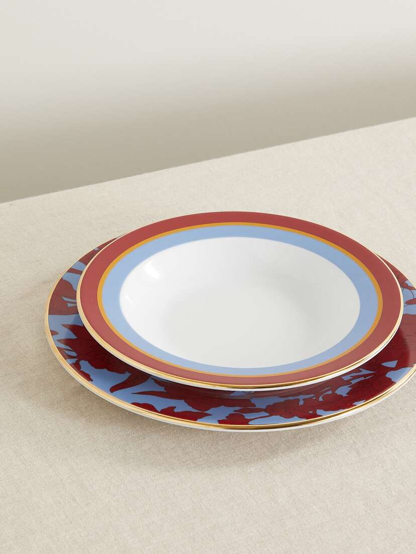 La DoubleJ Gold-plated Porcelain Soup And Dinner Plate Set