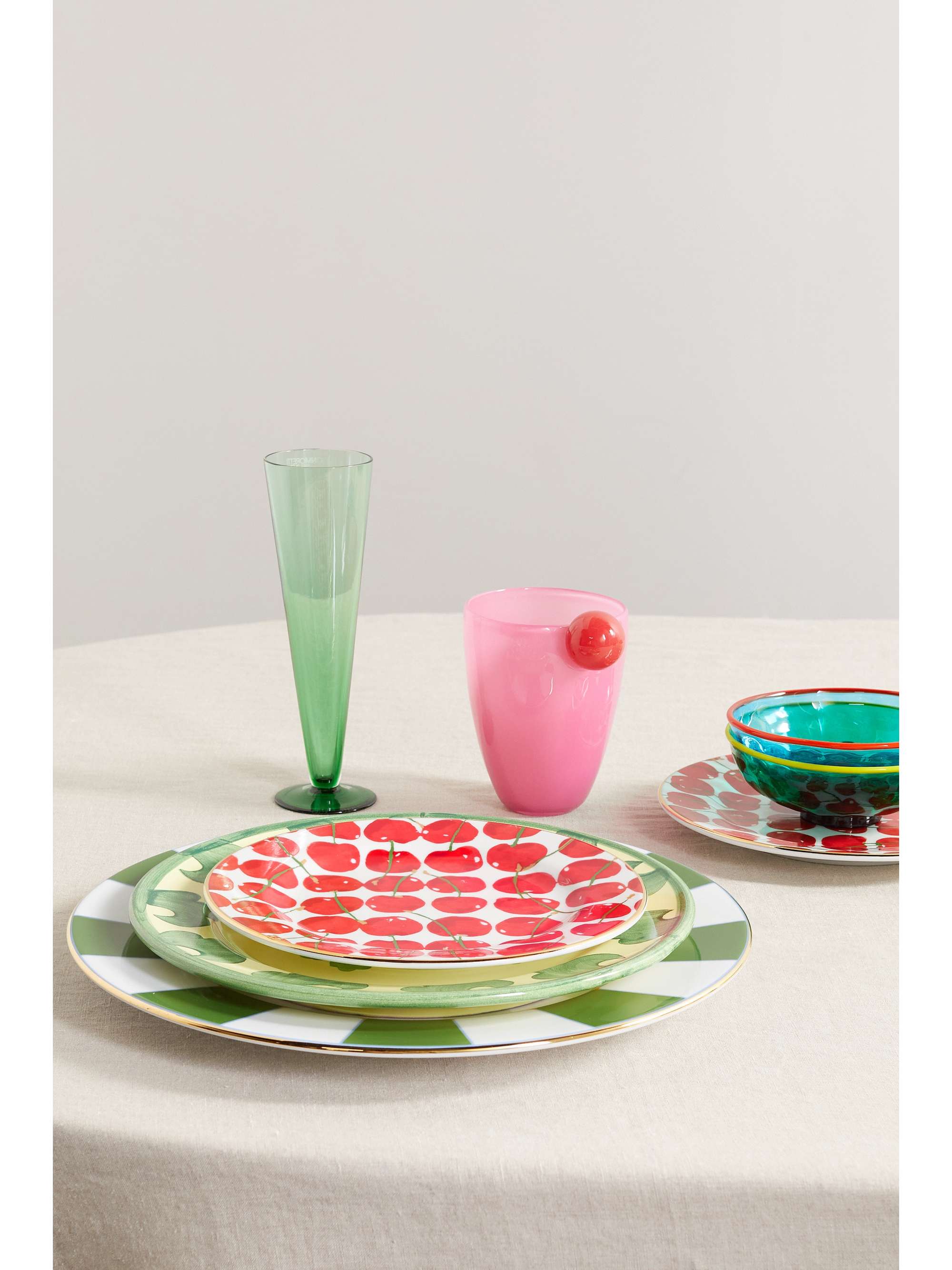 LA DOUBLEJ Set de deux petites assiettes en porcelaine plaquée or, 20 cm