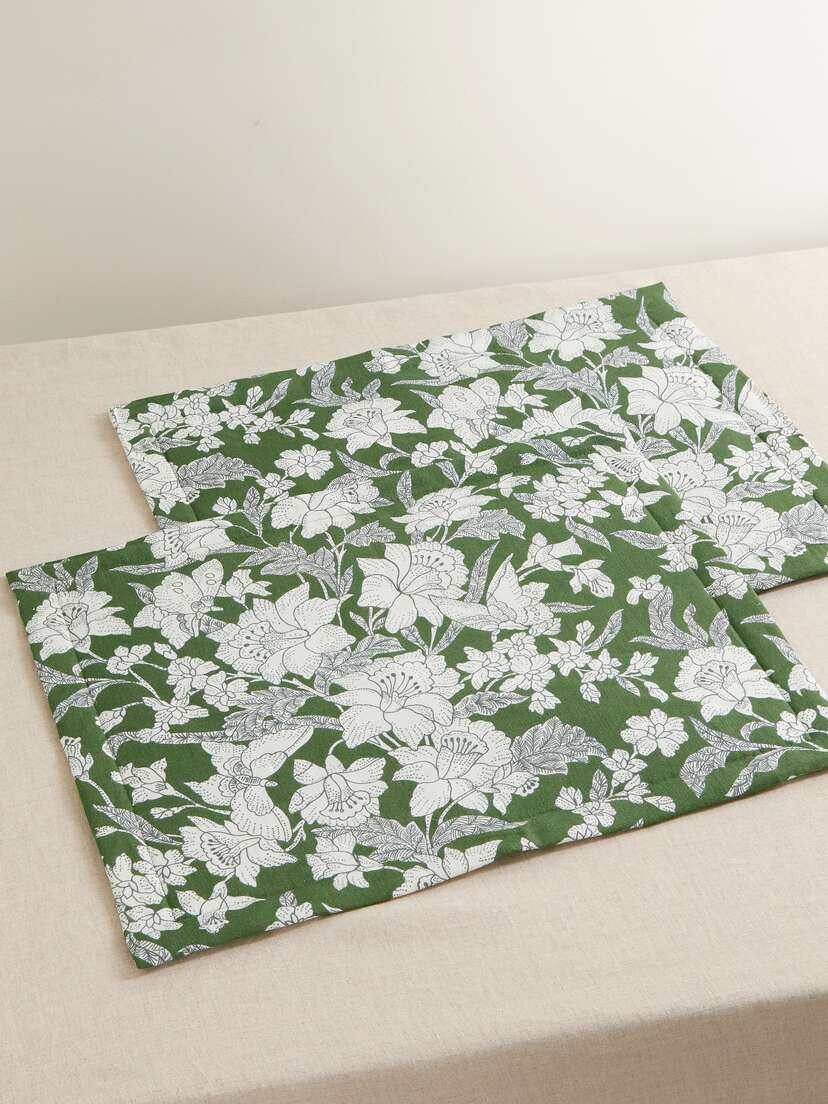 La DoubleJ Set Of Two Floral-print Linen Placemats
