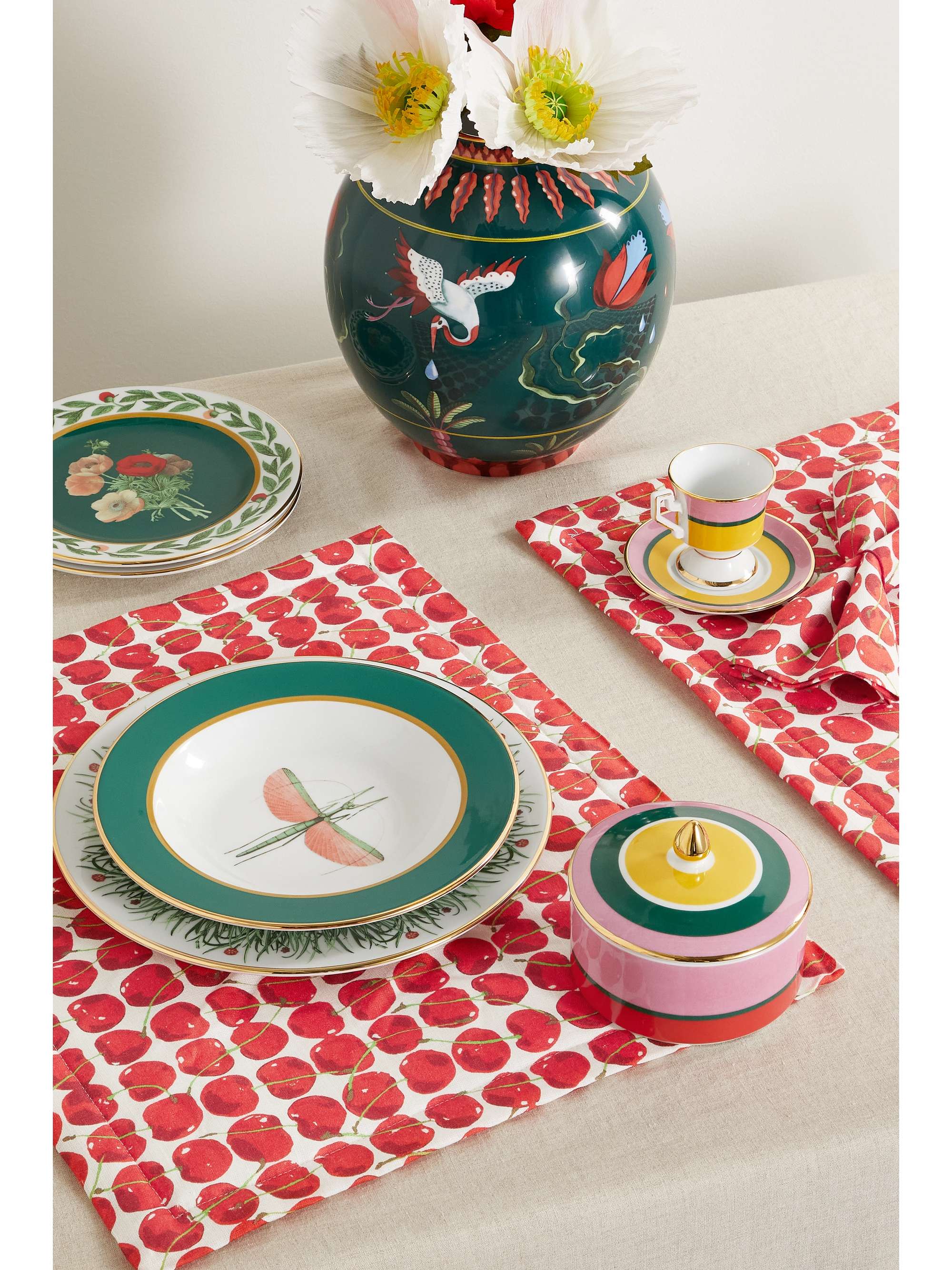 LA DOUBLEJ Set of two printed linen placemats