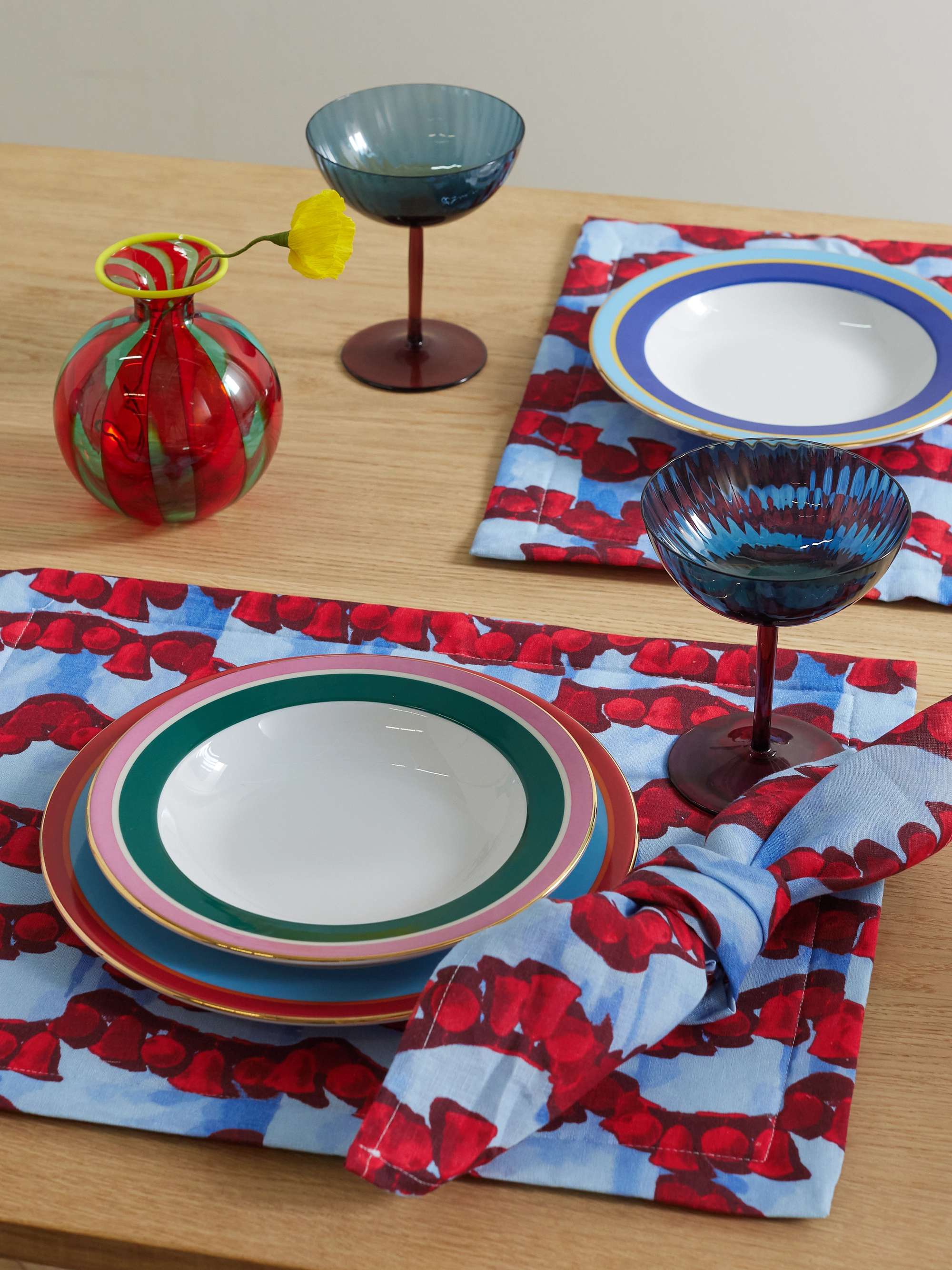 LA DOUBLEJ Set of two printed linen placemats
