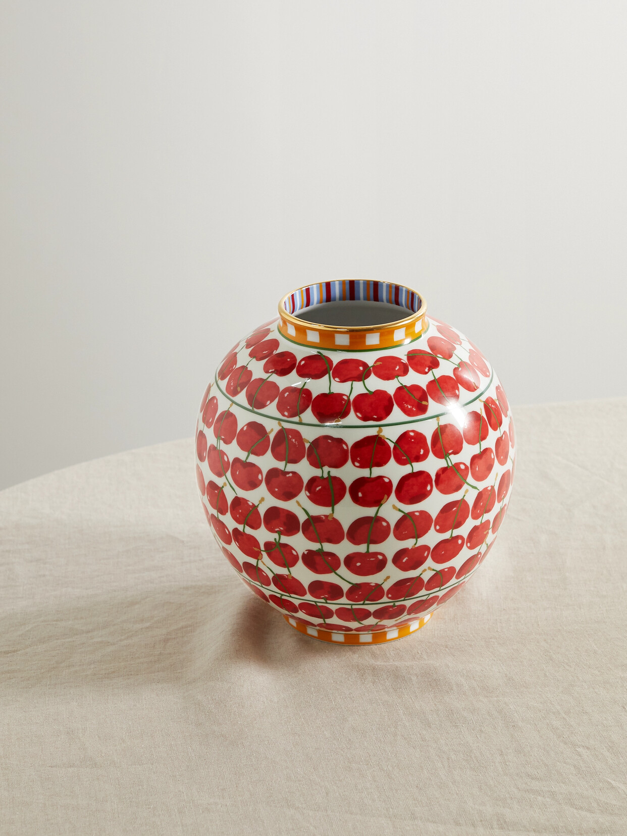 La DoubleJ - Bubble Gold-plated Porcelain Vase - Red