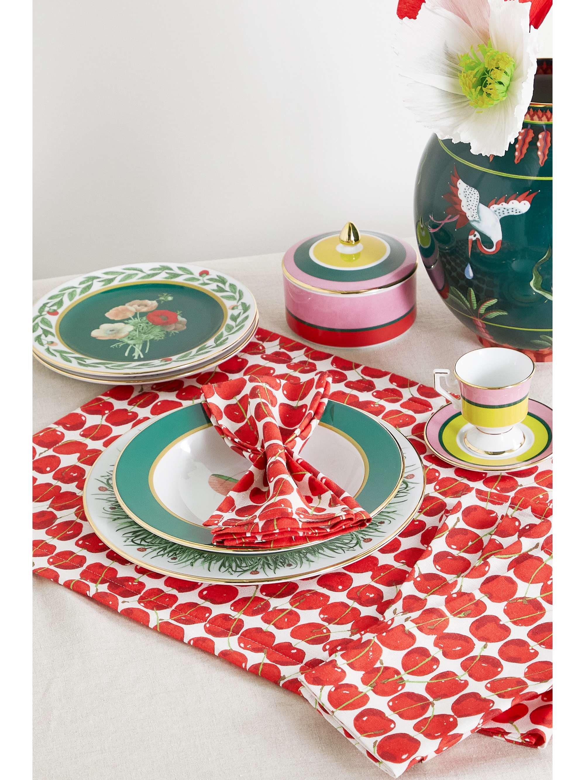 LA DOUBLEJ Set of six printed linen napkins