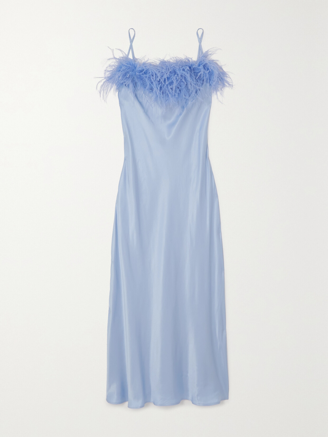 SLEEPER + NET SUSTAIN BOHEME FEATHER-TRIMMED LENZING ECOVERO-SATIN DRESS