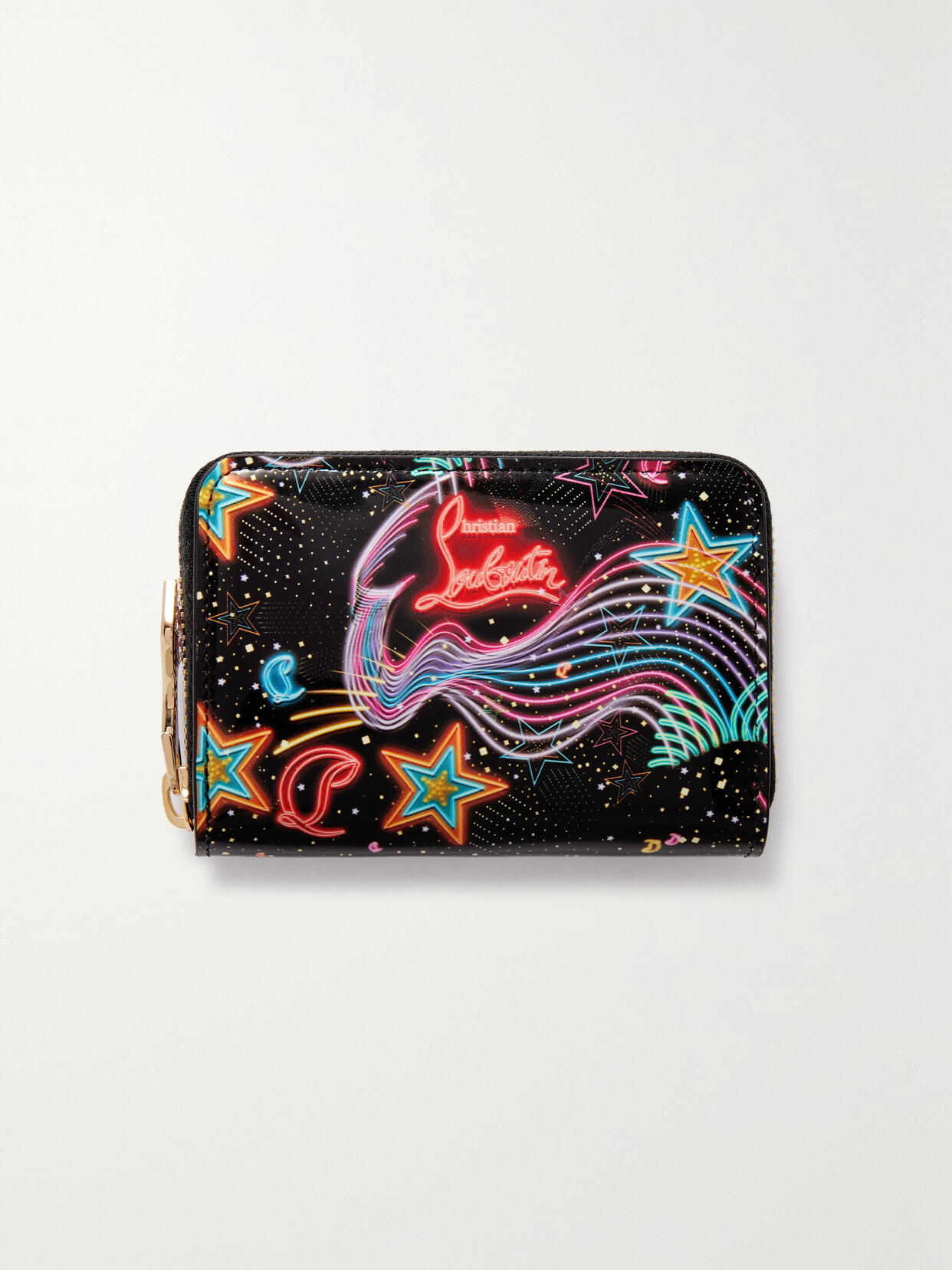 Christian Louboutin Panettone Printed Patent-leather Wallet In Multicolore