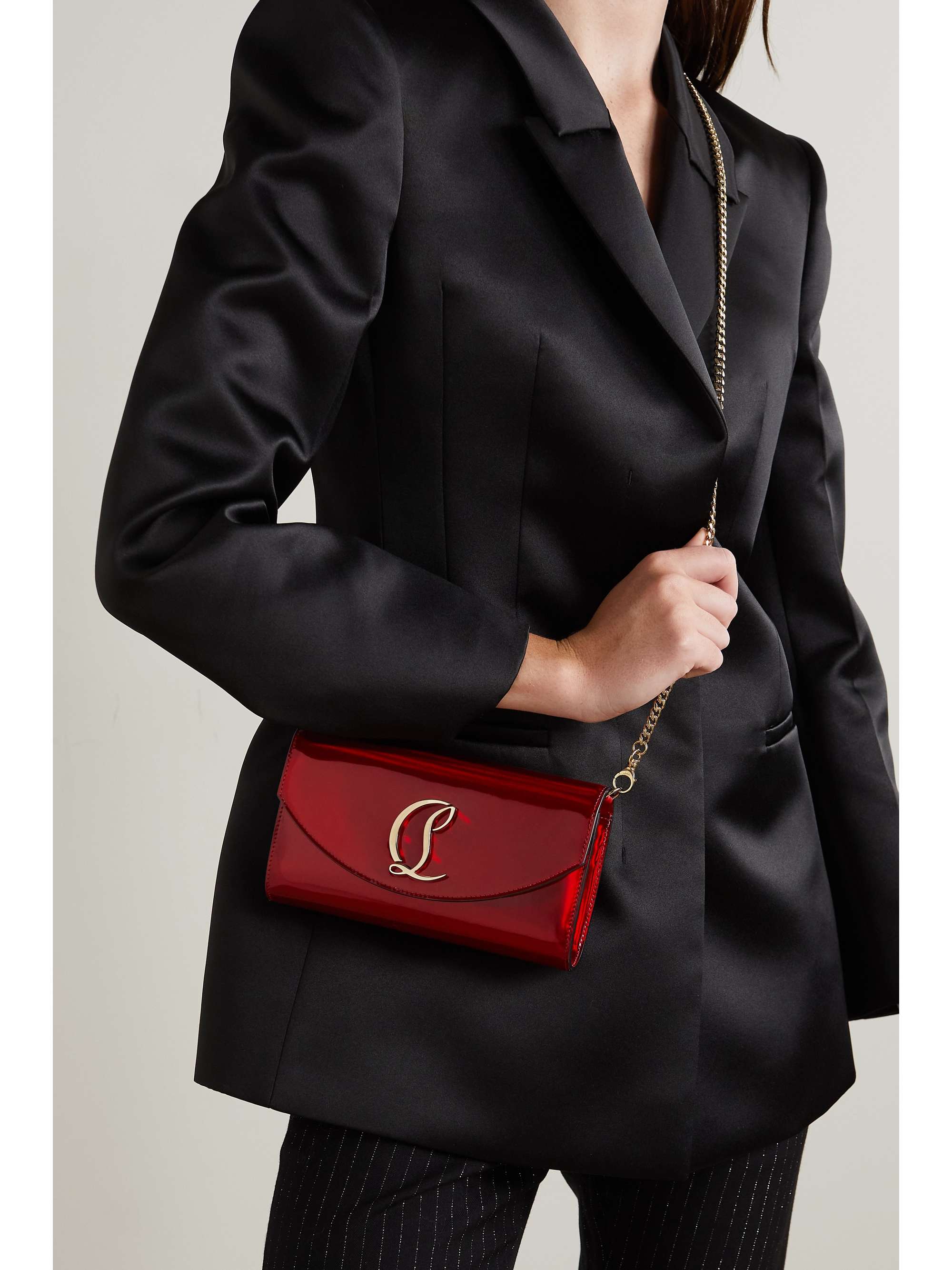CHRISTIAN LOUBOUTIN Loubi54 embellished metallic leather shoulder bag