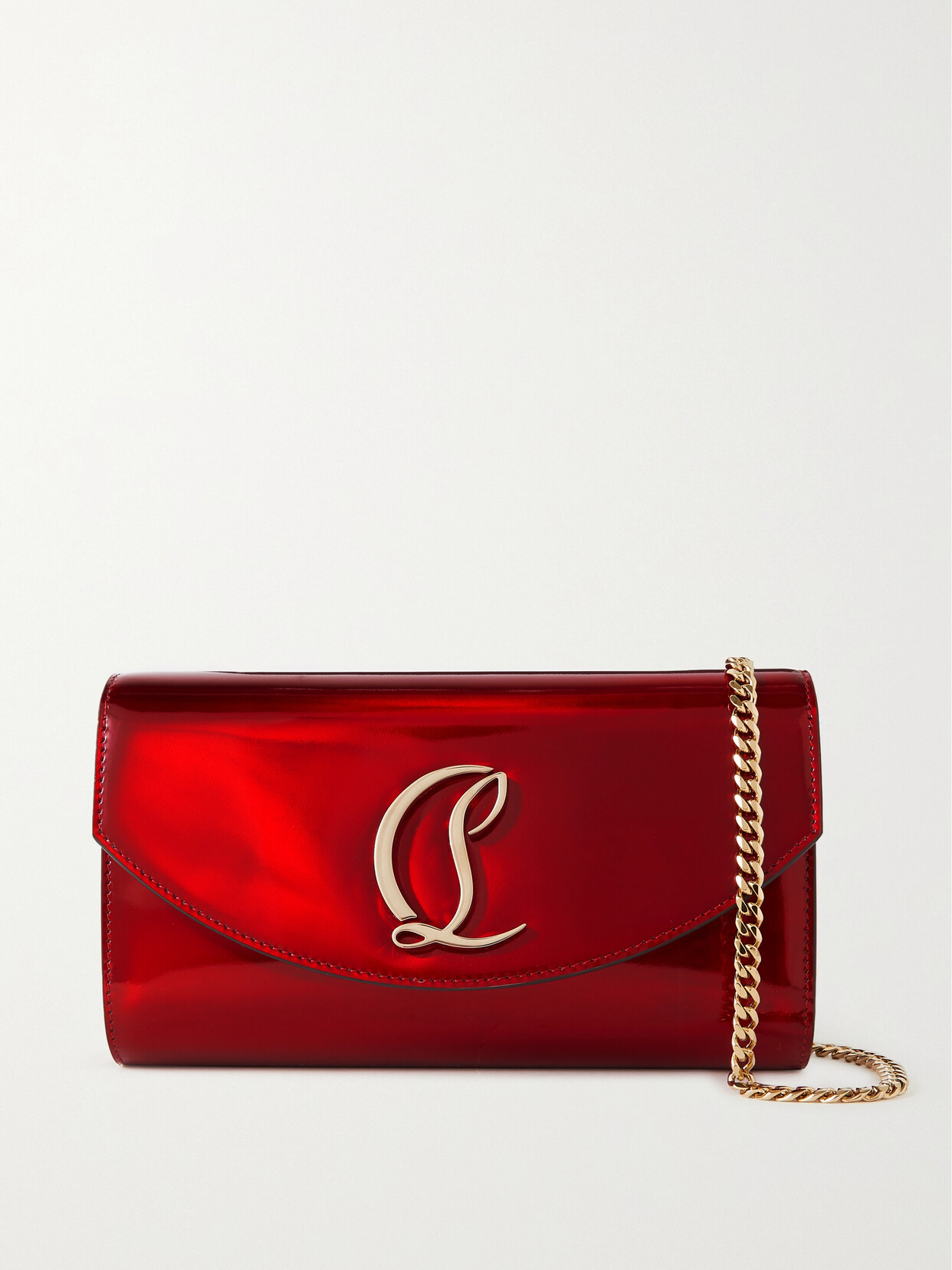 CHRISTIAN LOUBOUTIN LOUBI54 EMBELLISHED METALLIC LEATHER SHOULDER BAG