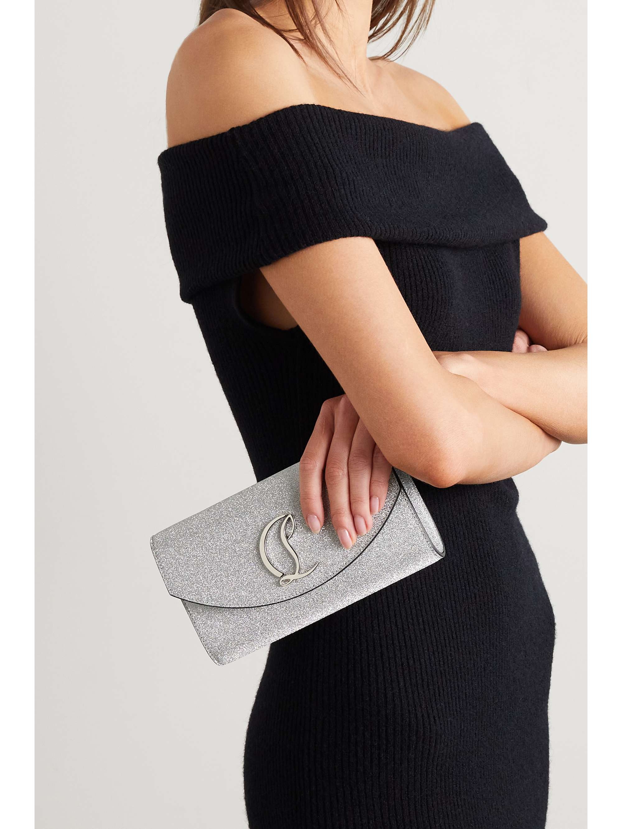 CHRISTIAN LOUBOUTIN Loubi54 glittered leather clutch