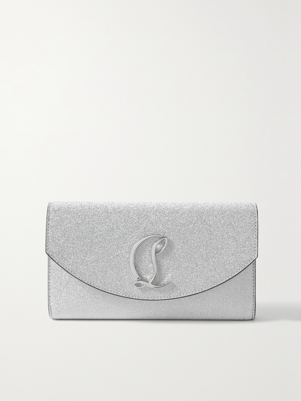 Christian Louboutin - Loubi54 Glittered Leather Clutch - Silver