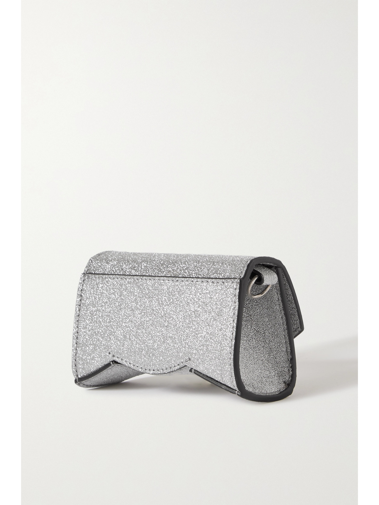 Christian Louboutin Loubi54 Glittered Leather Shoulder Bag In Silver