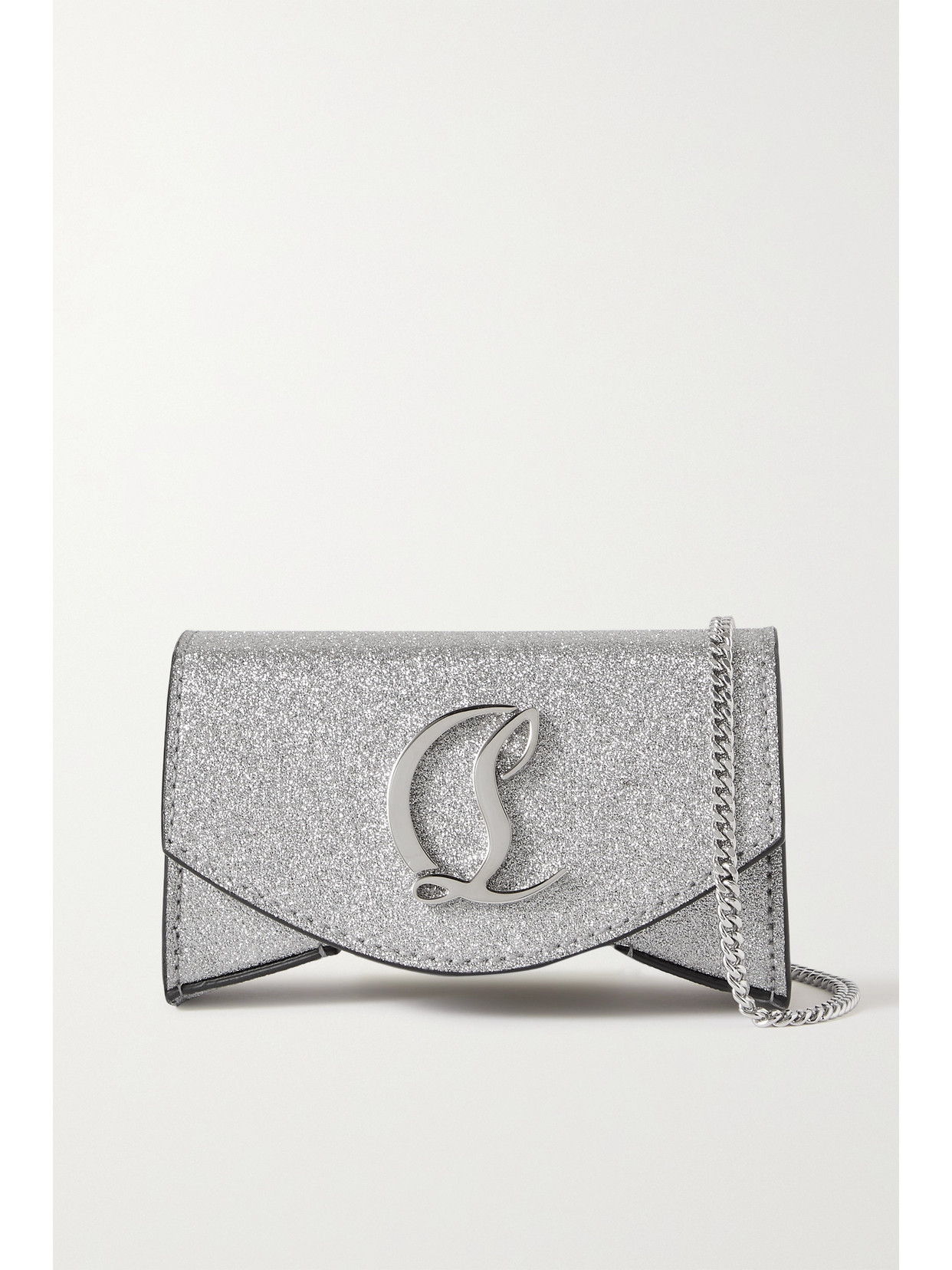 Christian Louboutin - Loubi54 Glittered Leather Shoulder Bag - Silver