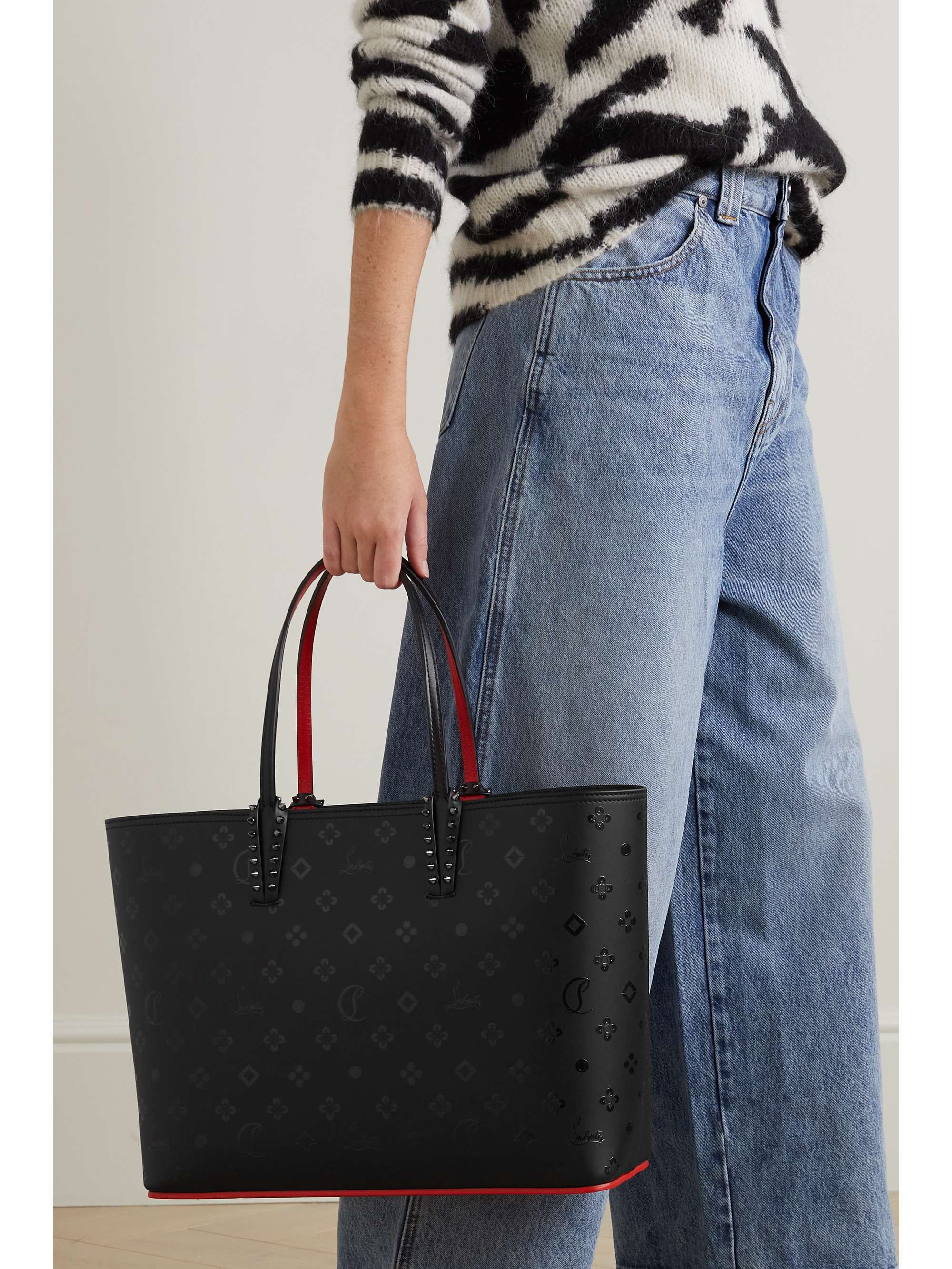 CHRISTIAN LOUBOUTIN Cabata Loubinsky spiked printed leather tote