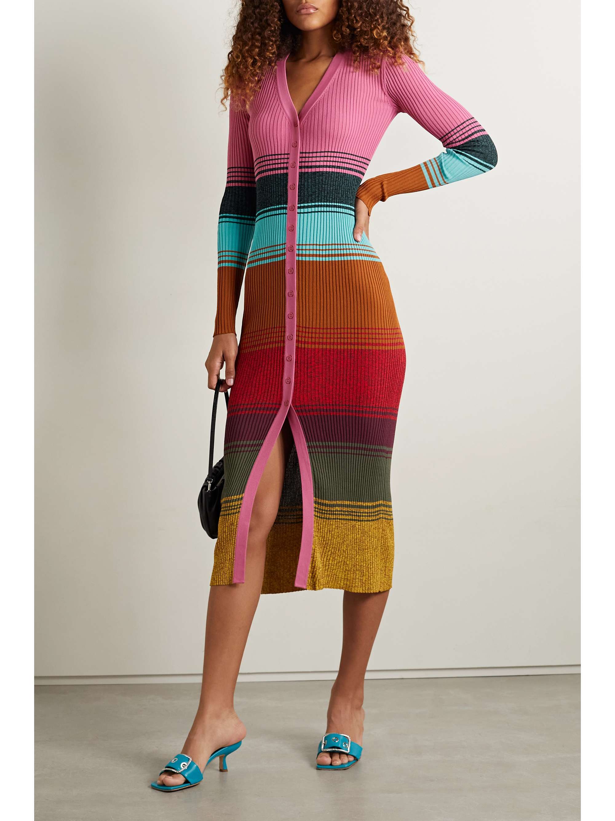Pink Shoko striped ribbed stretch-knit 