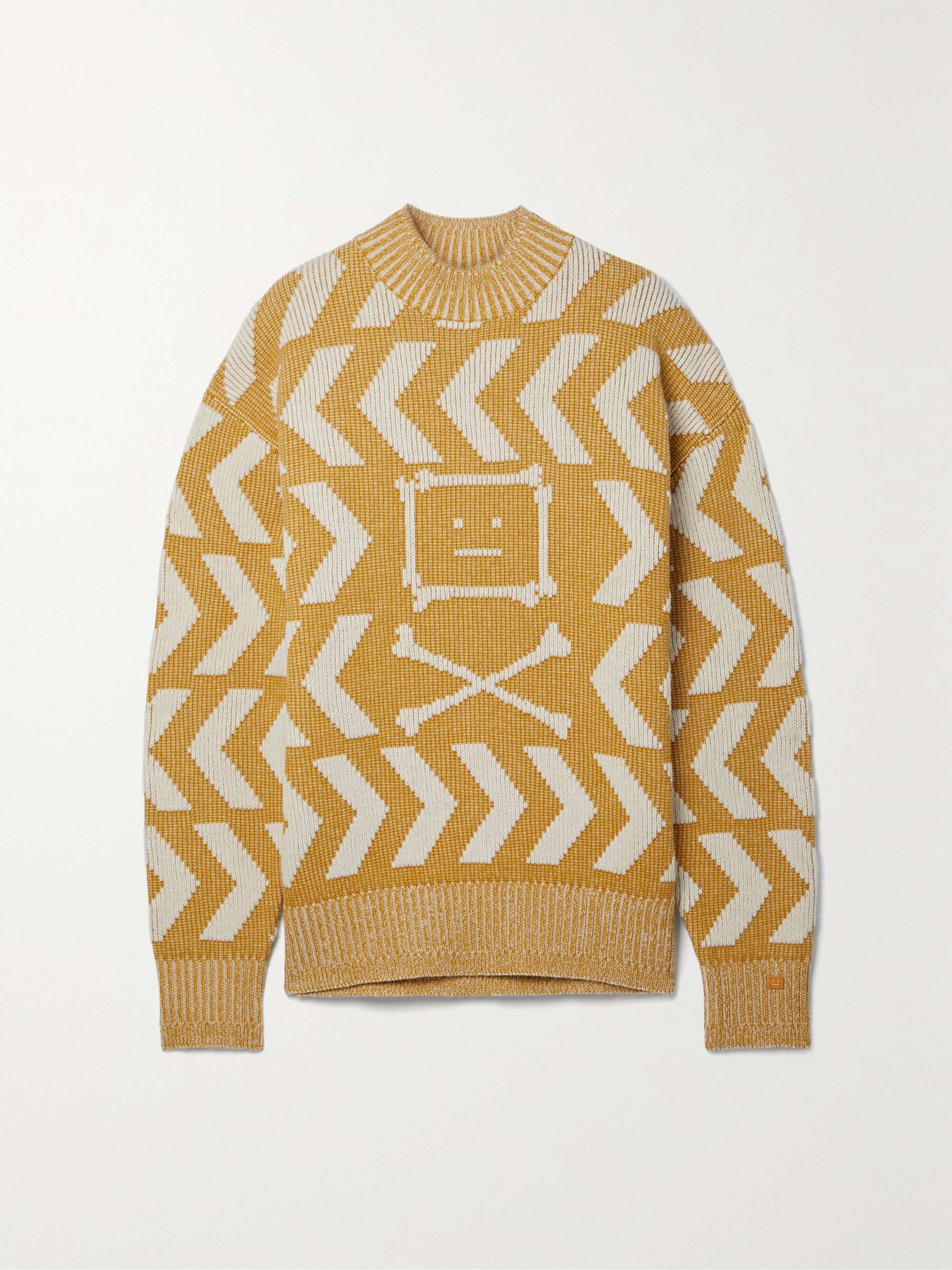 ACNE STUDIOS Oversized intarsia wool and cotton-blend sweater