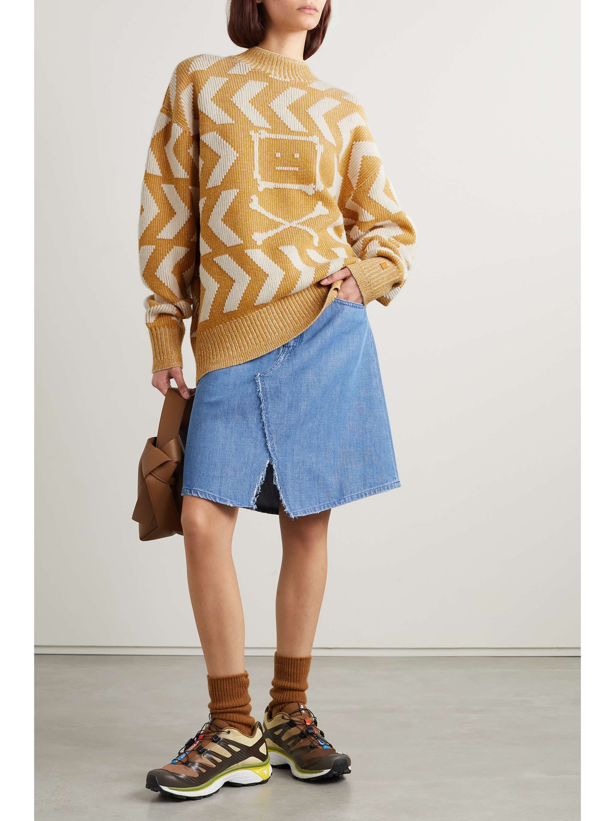 ACNE STUDIOS Oversized intarsia wool and cotton-blend sweater