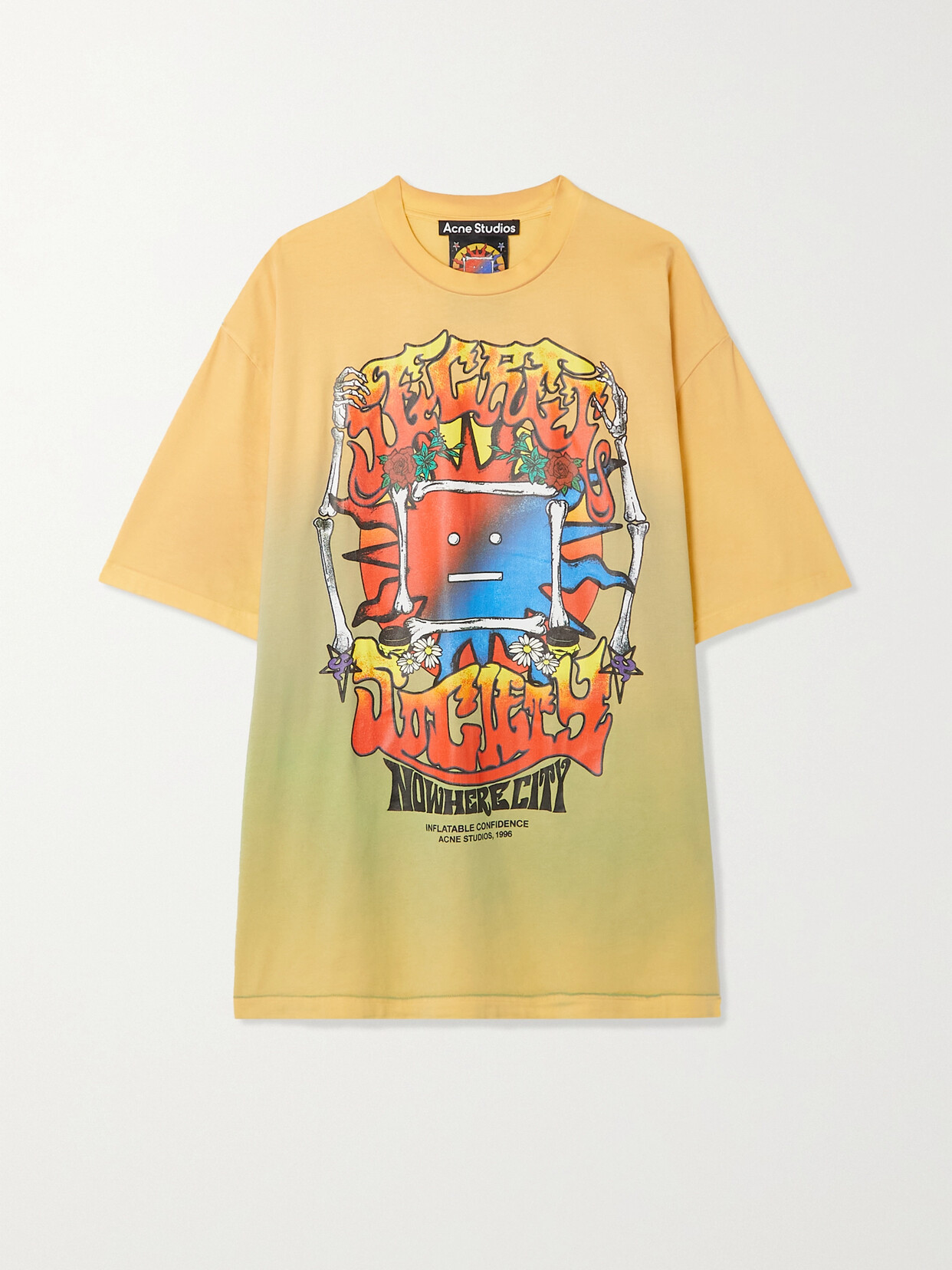 Shop Acne Studios Oversized Printed Cotton-blend Jersey T-shirt In Yellow