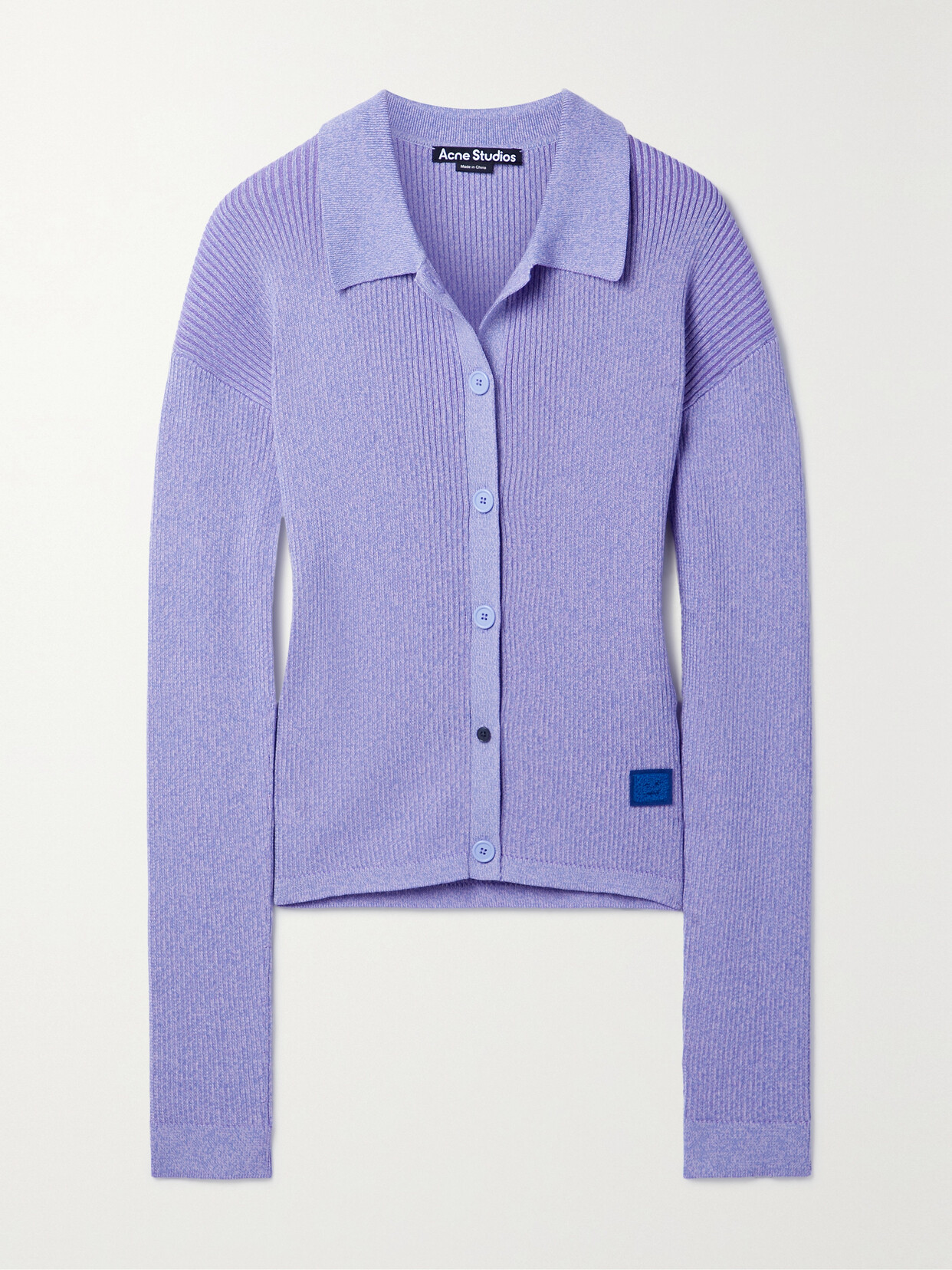 Acne Studios - Appliquéd Ribbed Wool-blend Cardigan - Purple