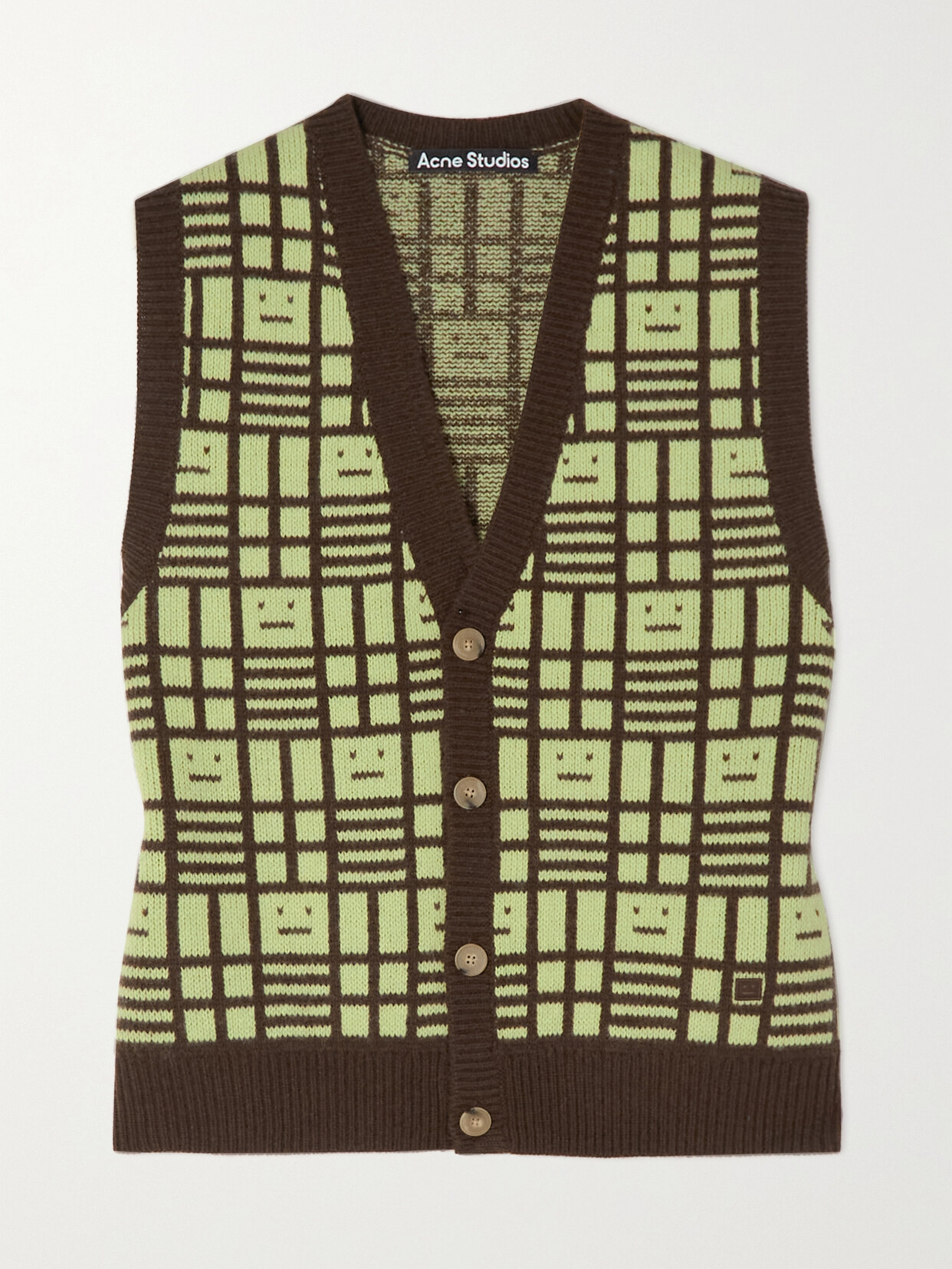 Acne Studios - Kanni Face Cropped Wool-jacquard Vest - Green