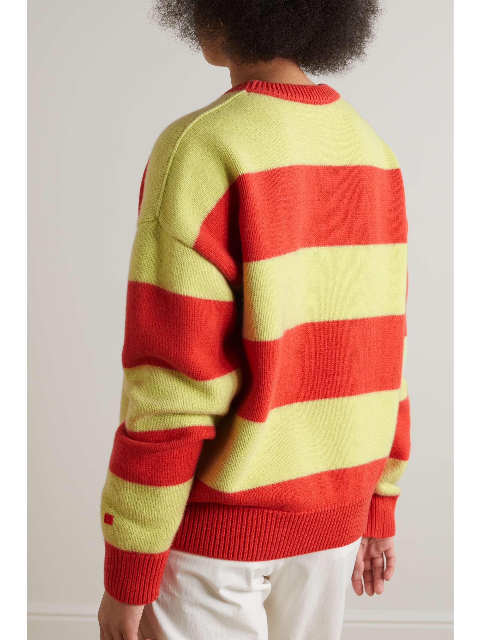 ACNE STUDIOS Gestreifter Wollpullover mit Intarsienmotiv