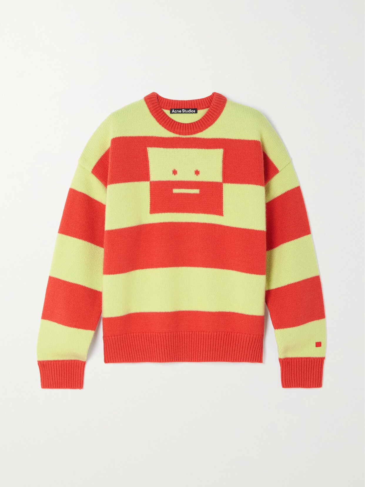 Acne Studios Striped Intarsia Wool Sweater In Sharp Red/pale Green