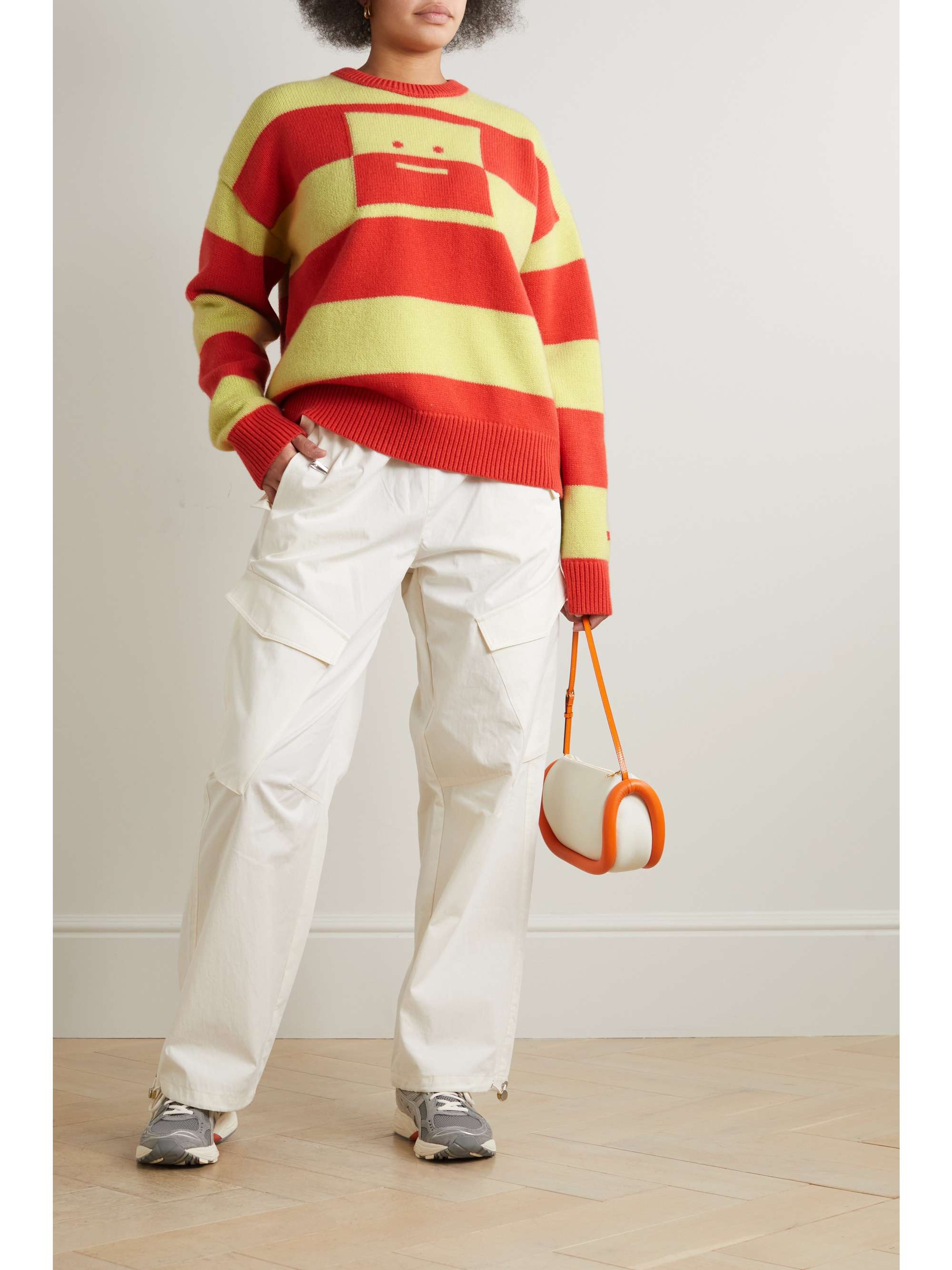 ACNE STUDIOS Gestreifter Wollpullover mit Intarsienmotiv