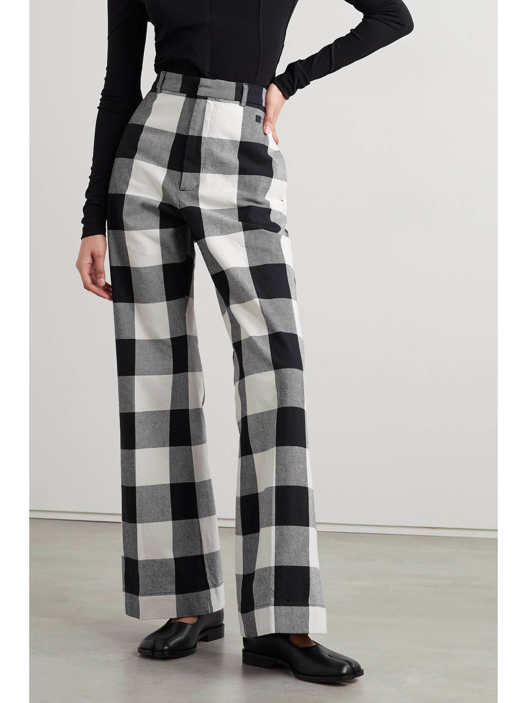 ACNE STUDIOS Checked organic cotton-twill wide-leg pants