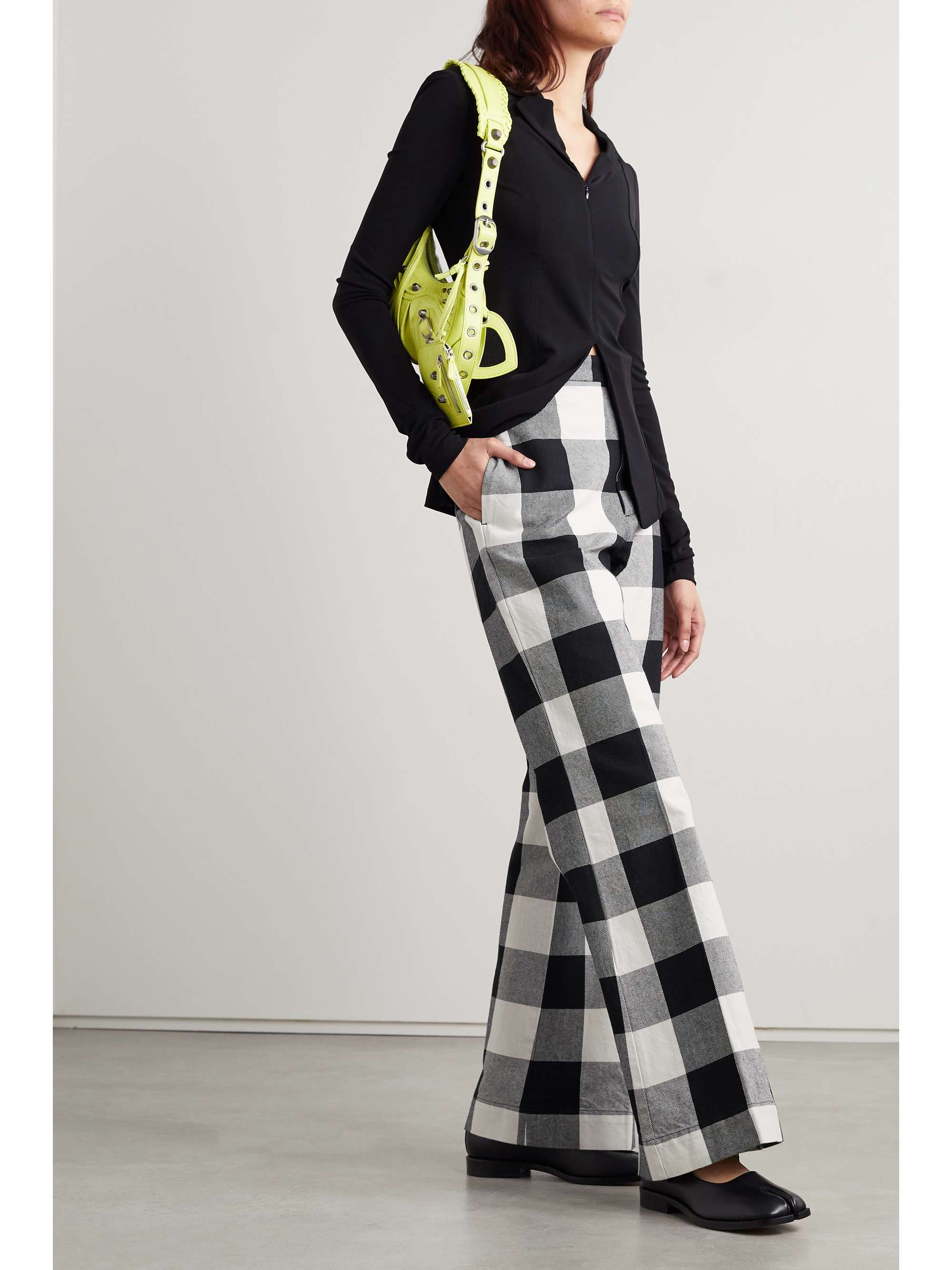 ACNE STUDIOS Checked organic cotton-twill wide-leg pants