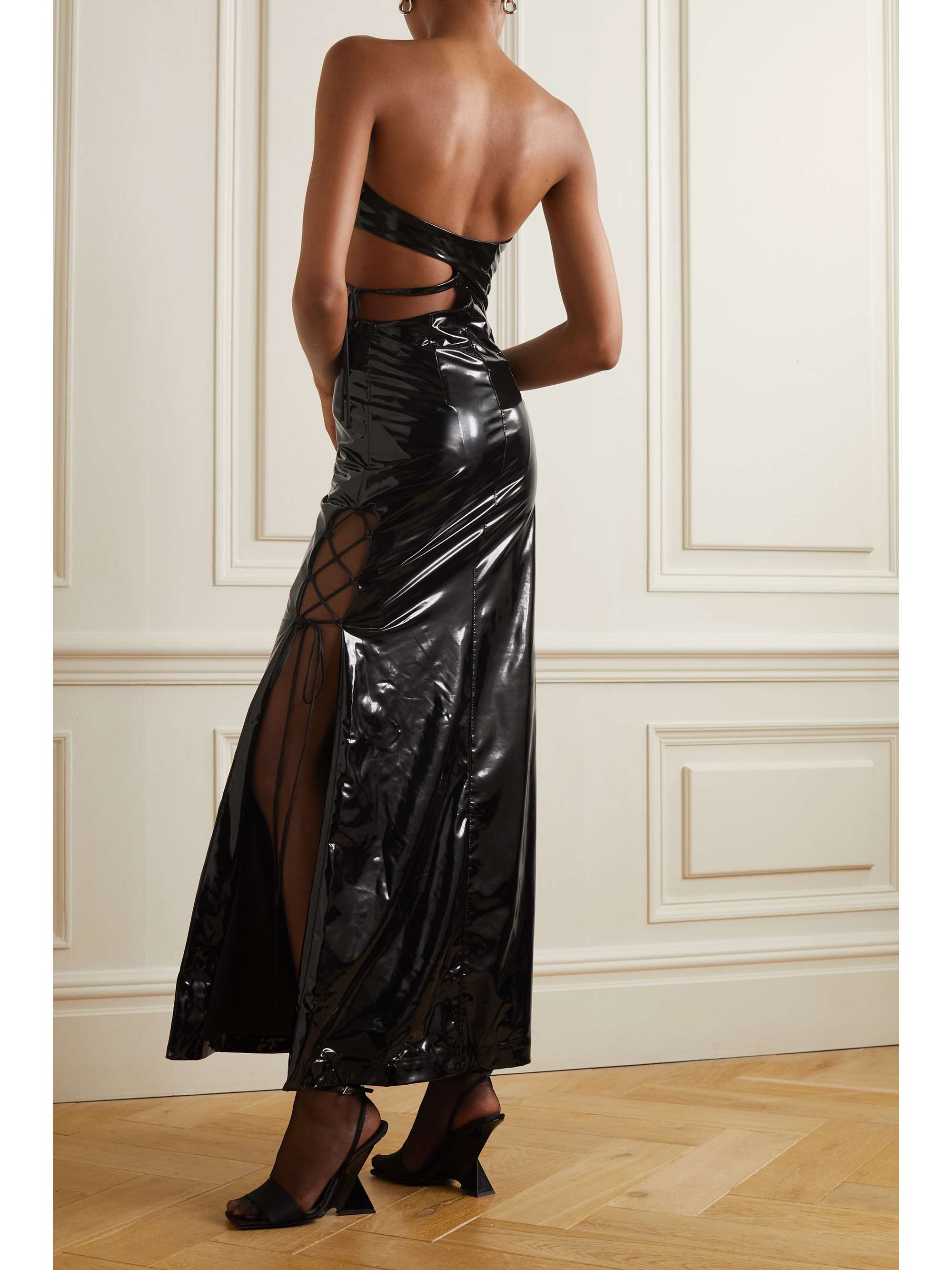 ROTATE BIRGER CHRISTENSEN Robe bustier en vinyle à découpes Malena