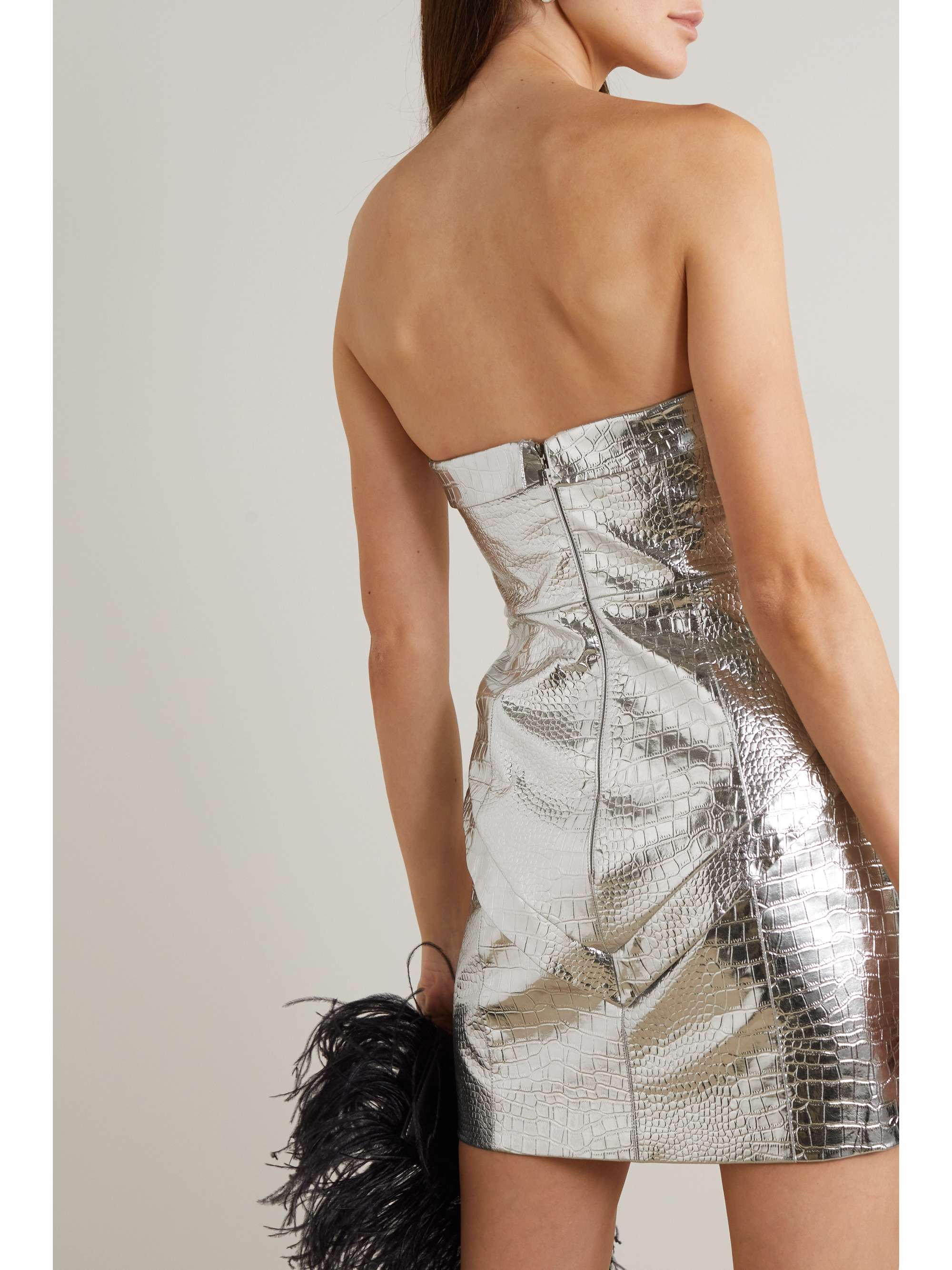 ROTATE BIRGER CHRISTENSEN Hemly strapless croc-effect faux leather mini dress