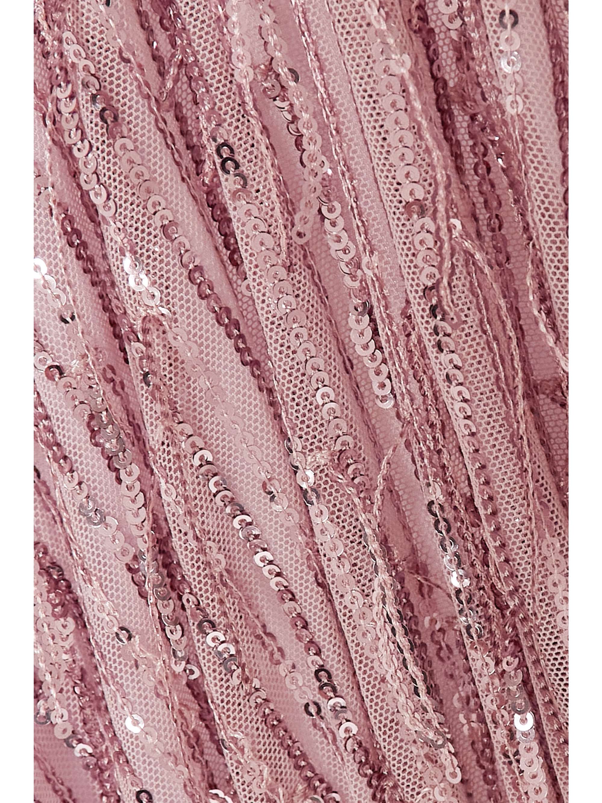ROTATE BIRGER CHRISTENSEN Dawn open-back fringed sequin-embellished tulle midi dress