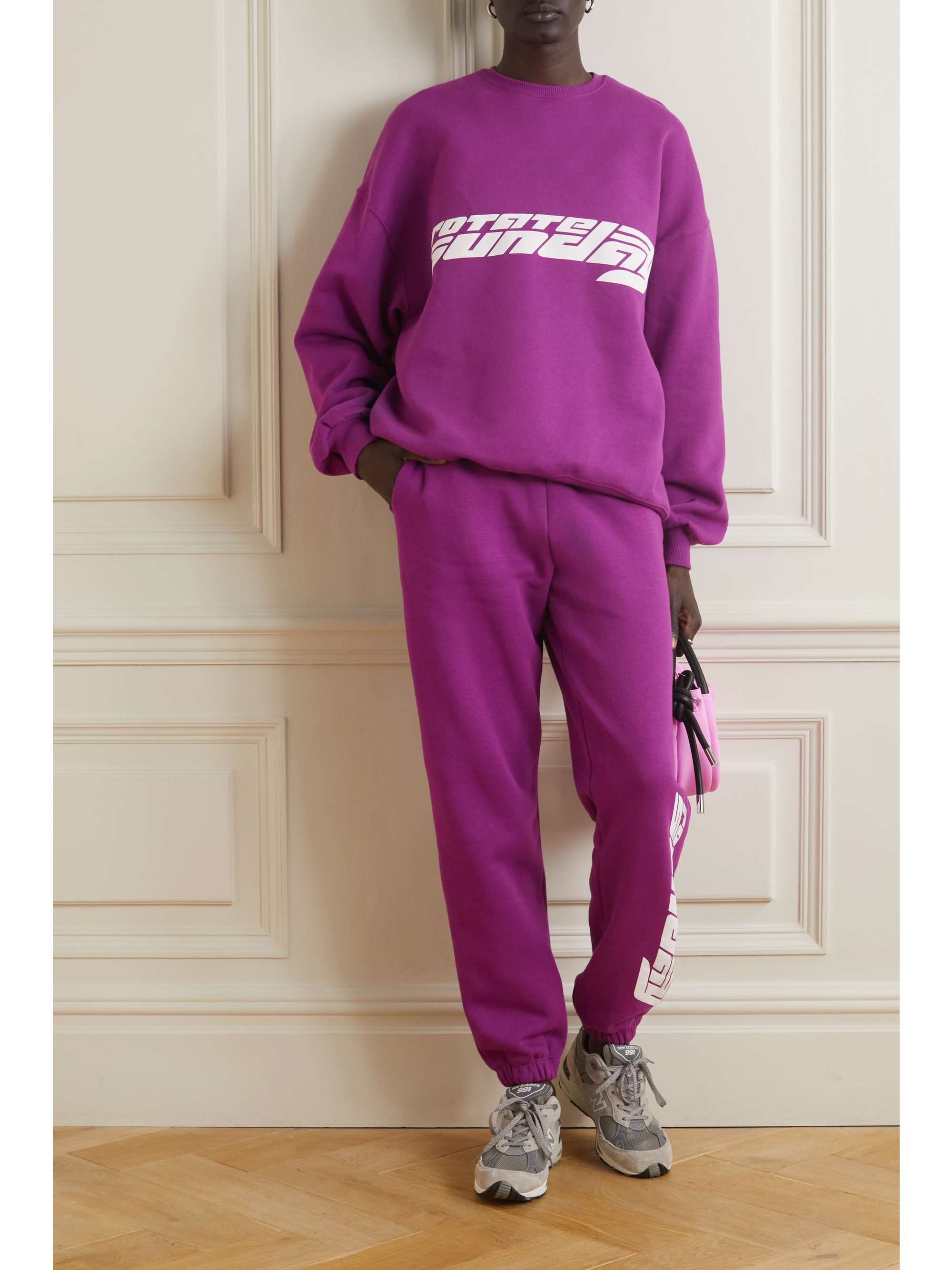 ROTATE BIRGER CHRISTENSEN Pantalon de survêtement en jersey de coton biologique imprimé Sunday