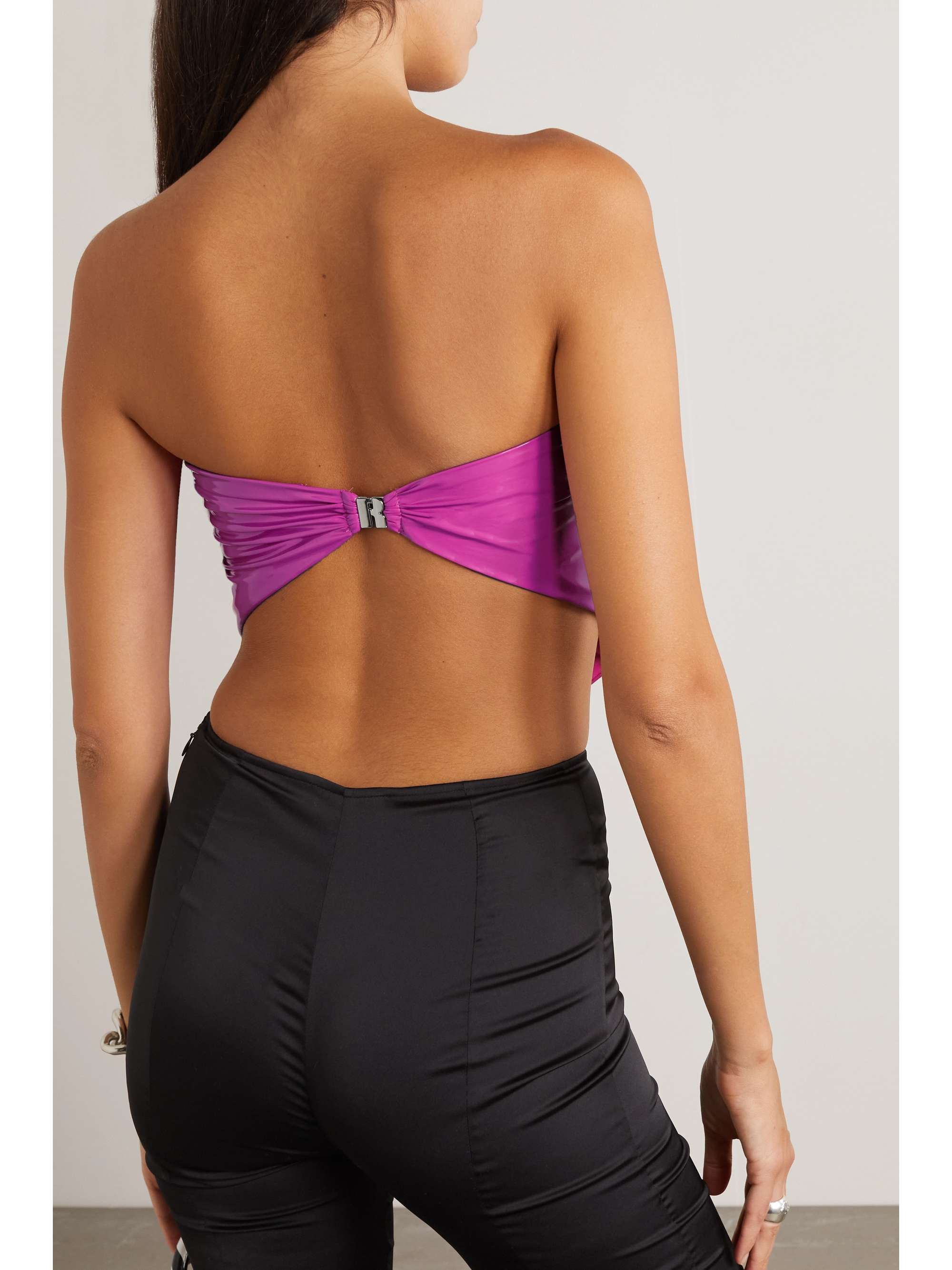 ROTATE BIRGER CHRISTENSEN Haut bustier raccourci en tissu enduit Angie