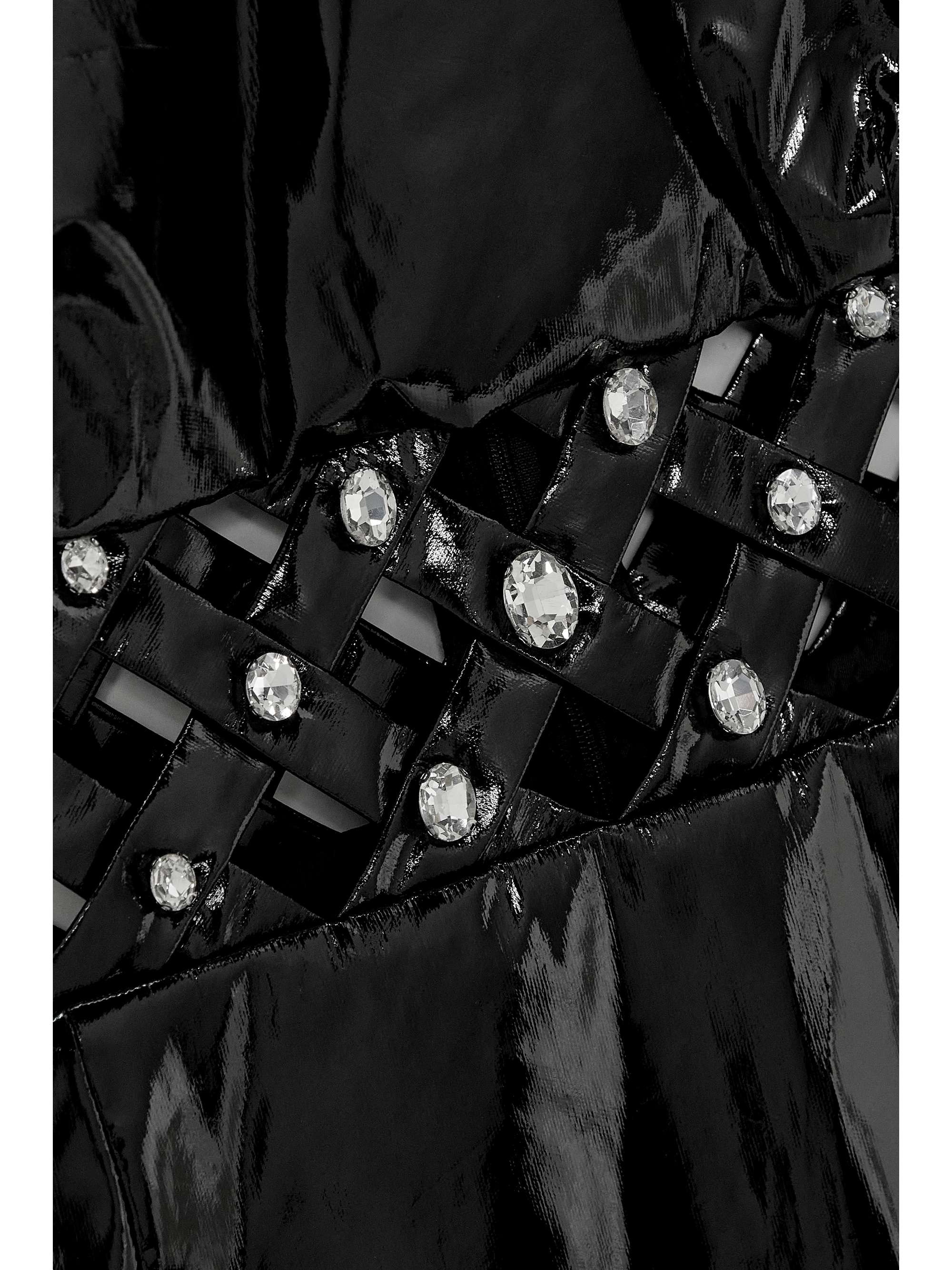 ROTATE BIRGER CHRISTENSEN Mini-robe en vinyle à cristaux et à découpes Kimmy
