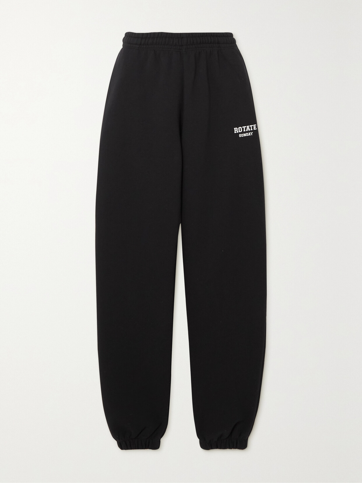 ROTATE Birger Christensen - Sunday Embroidered Organic Cotton-jersey Sweatpants - Black