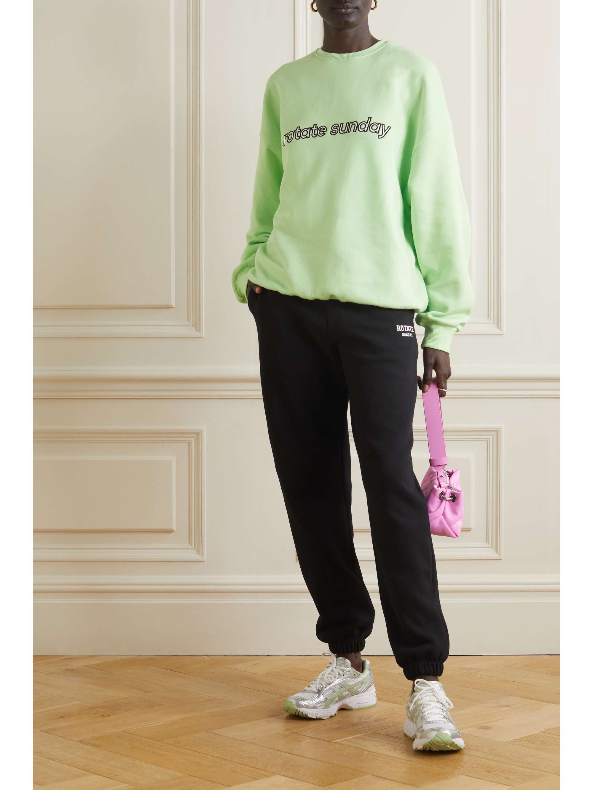 ROTATE BIRGER CHRISTENSEN Pantalon de survêtement en jersey de coton biologique à broderie Sunday
