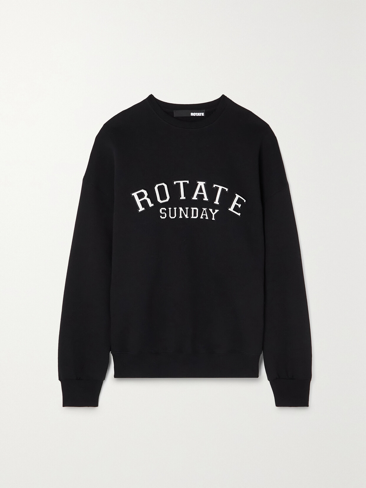 ROTATE Birger Christensen - Sunday Oversized Appliquéd Organic Cotton-jersey Sweatshirt - Black