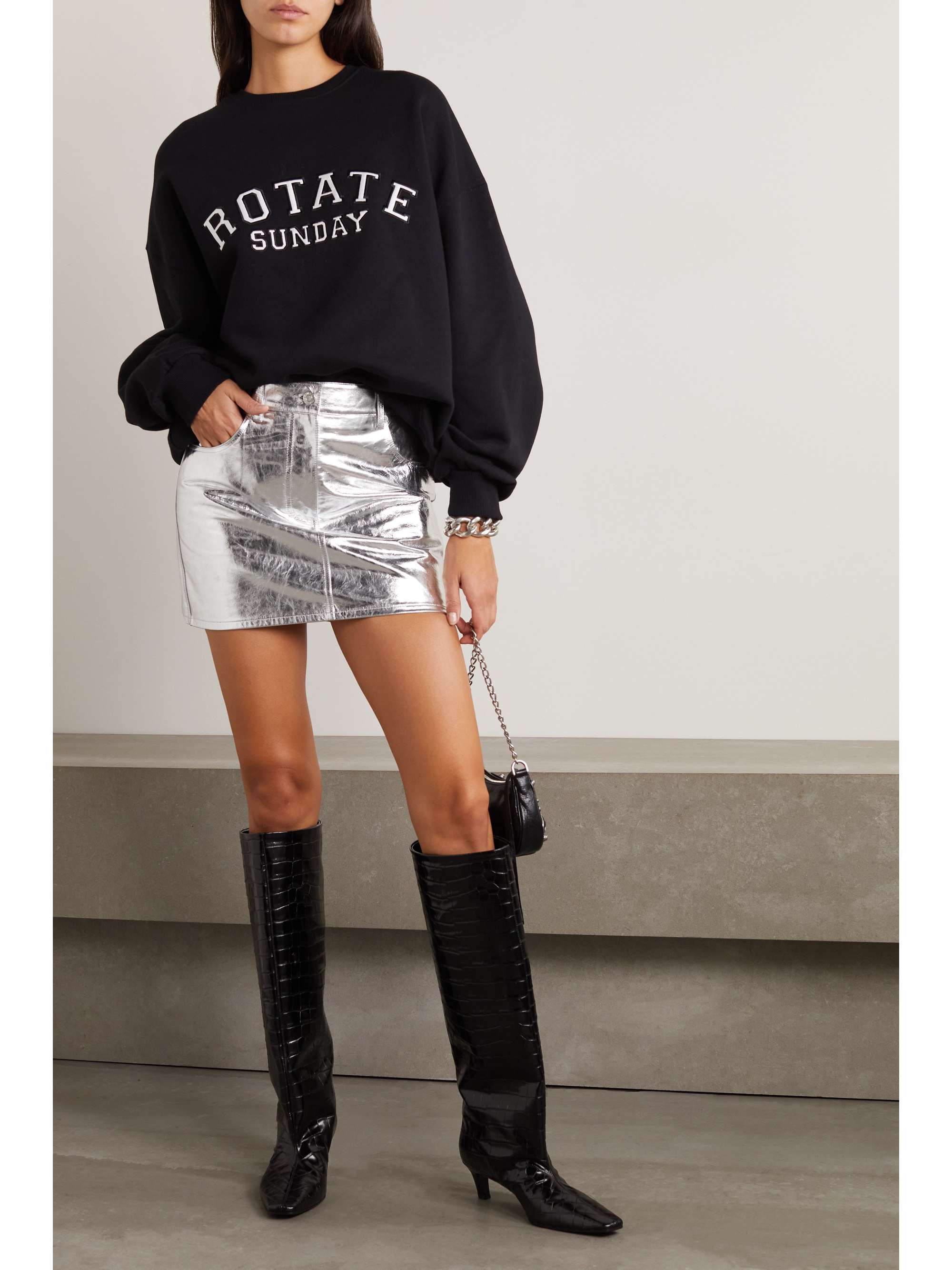 ROTATE BIRGER CHRISTENSEN Sweat oversize en jersey de coton biologique à appliqués Sunday