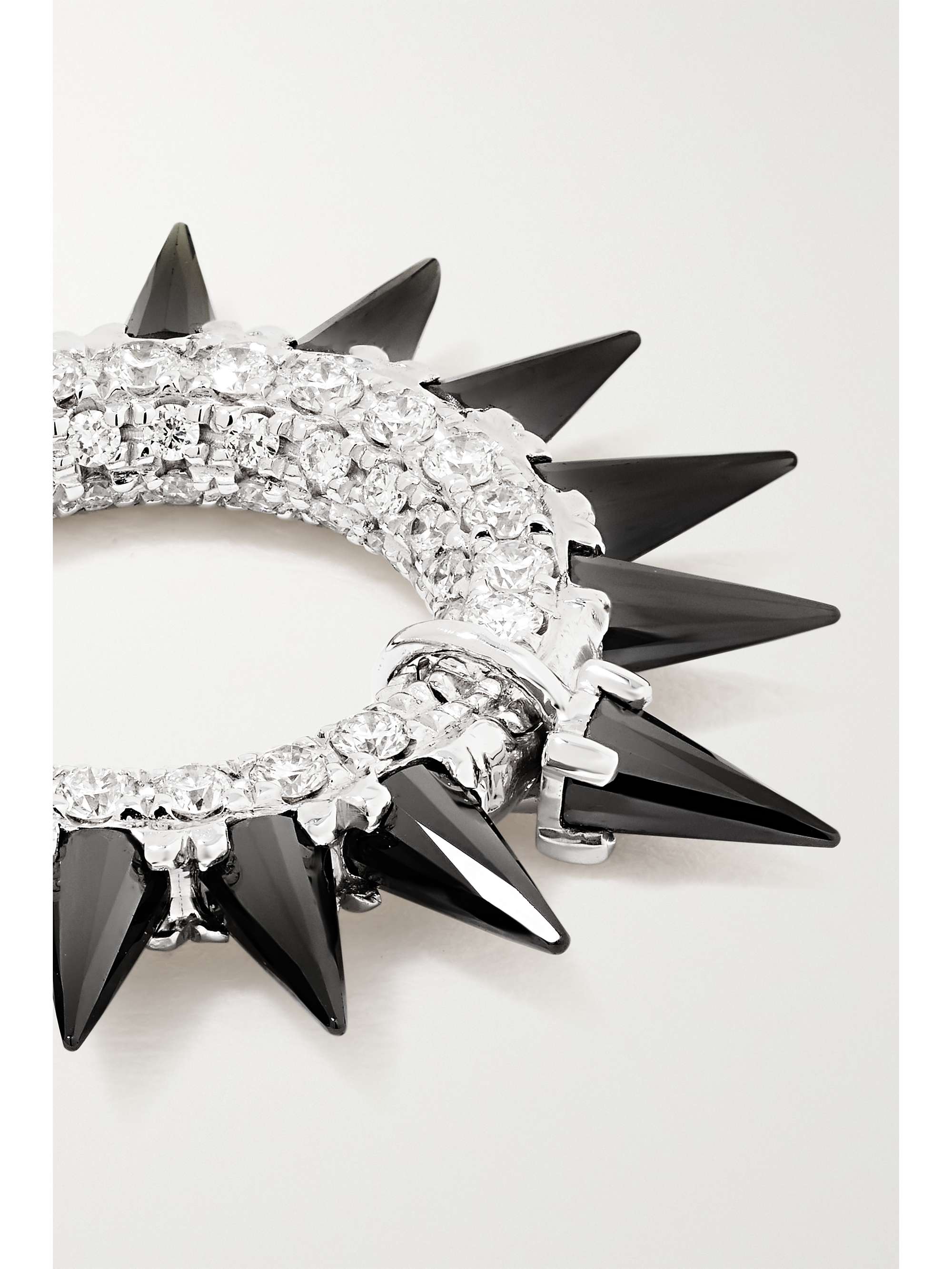 MARIA TASH Mohawk 8mm white gold, moissanite and diamond hoop earring