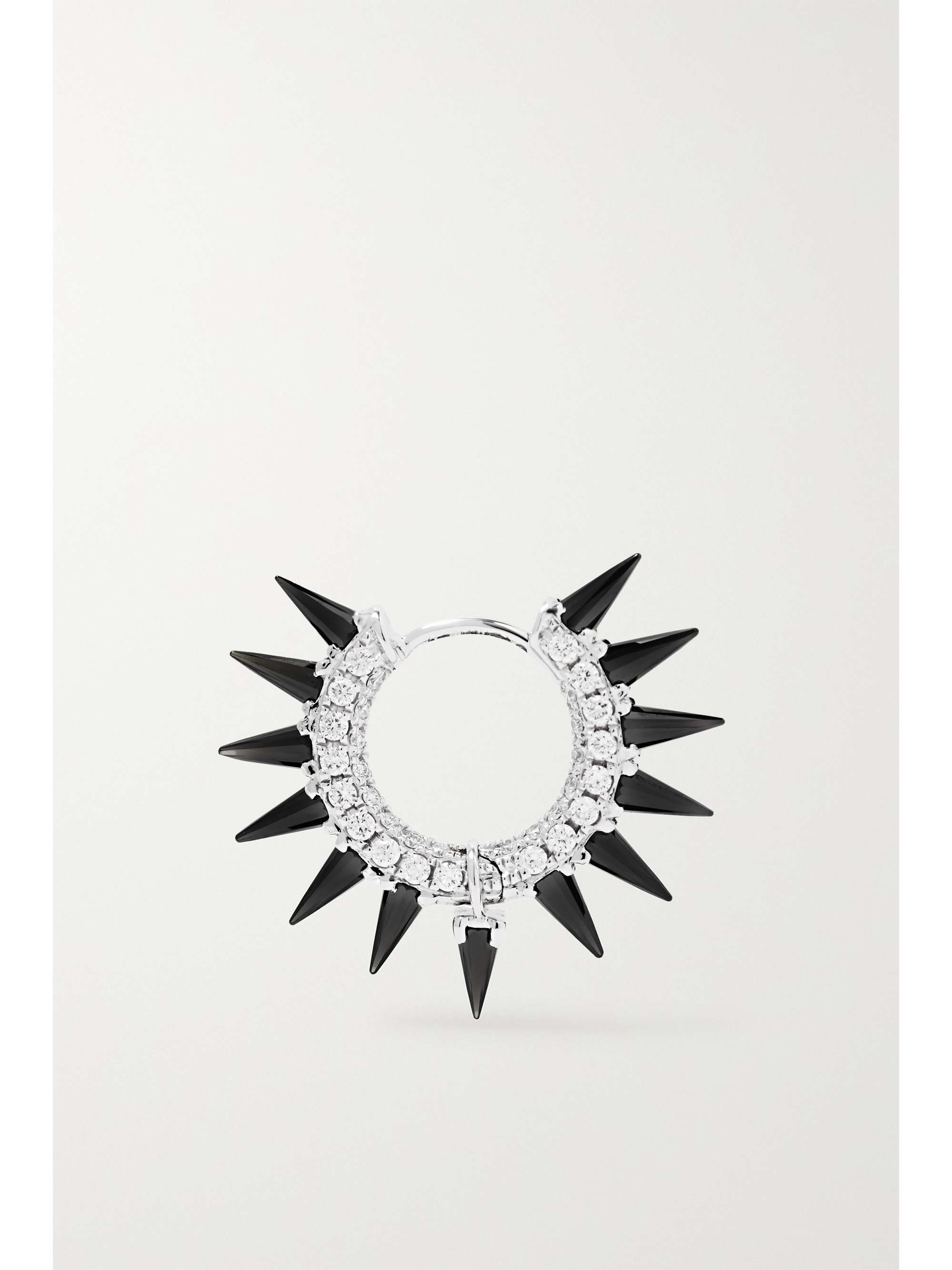 MARIA TASH Mohawk 8mm white gold, moissanite and diamond hoop earring