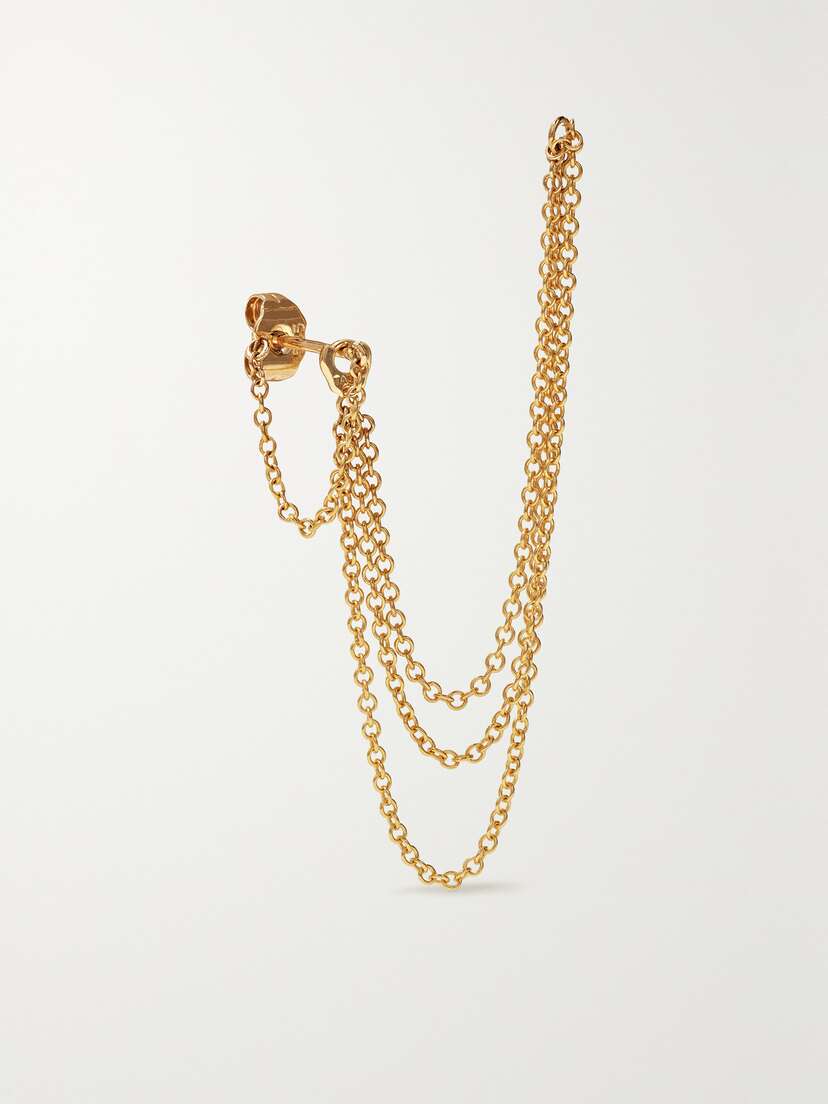 MARIA TASH 76mm Triple Chain 14-karat Gold Single Earring