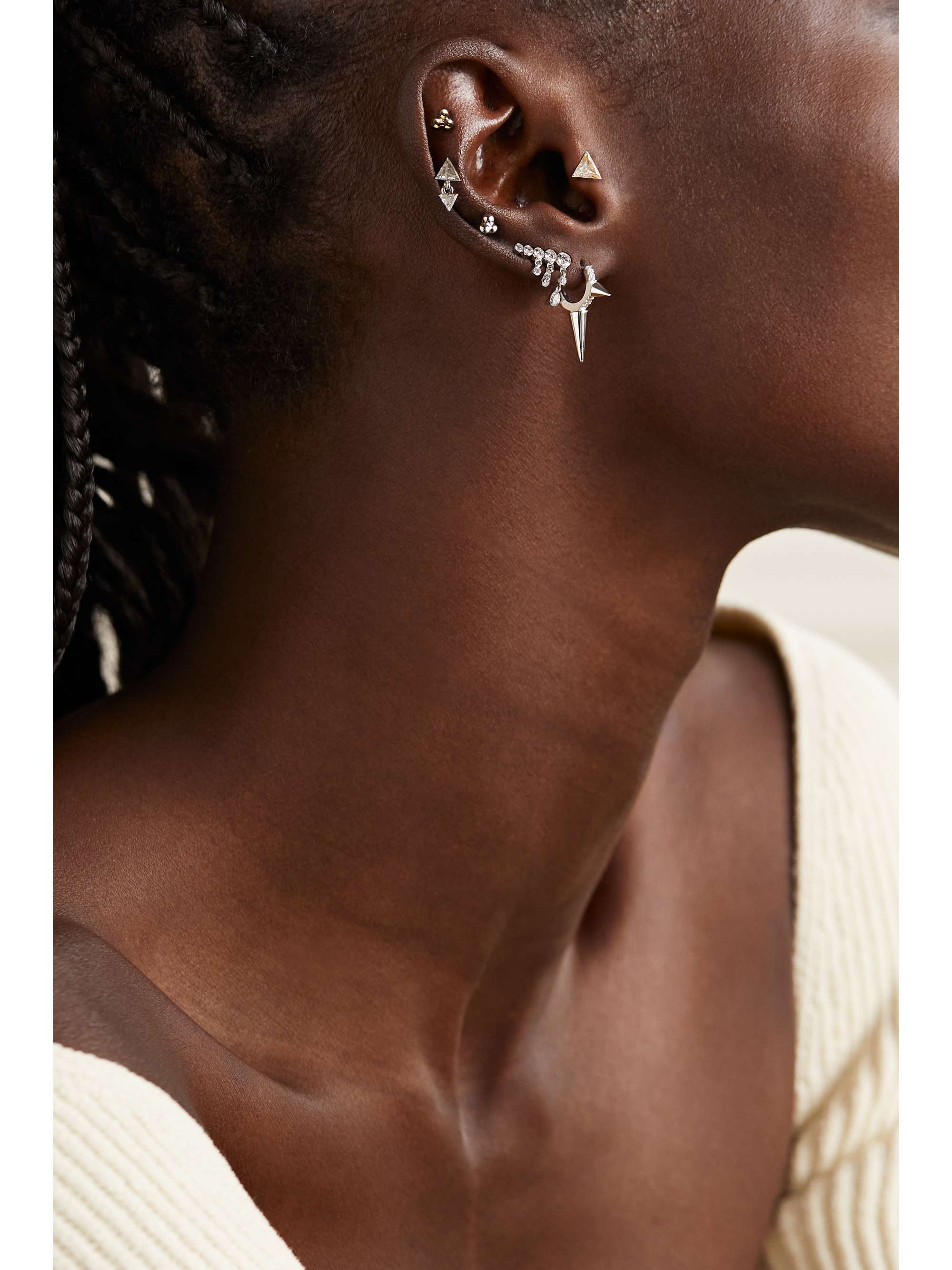 MARIA TASH Invisible Crescendo 18-karat white gold diamond single earring