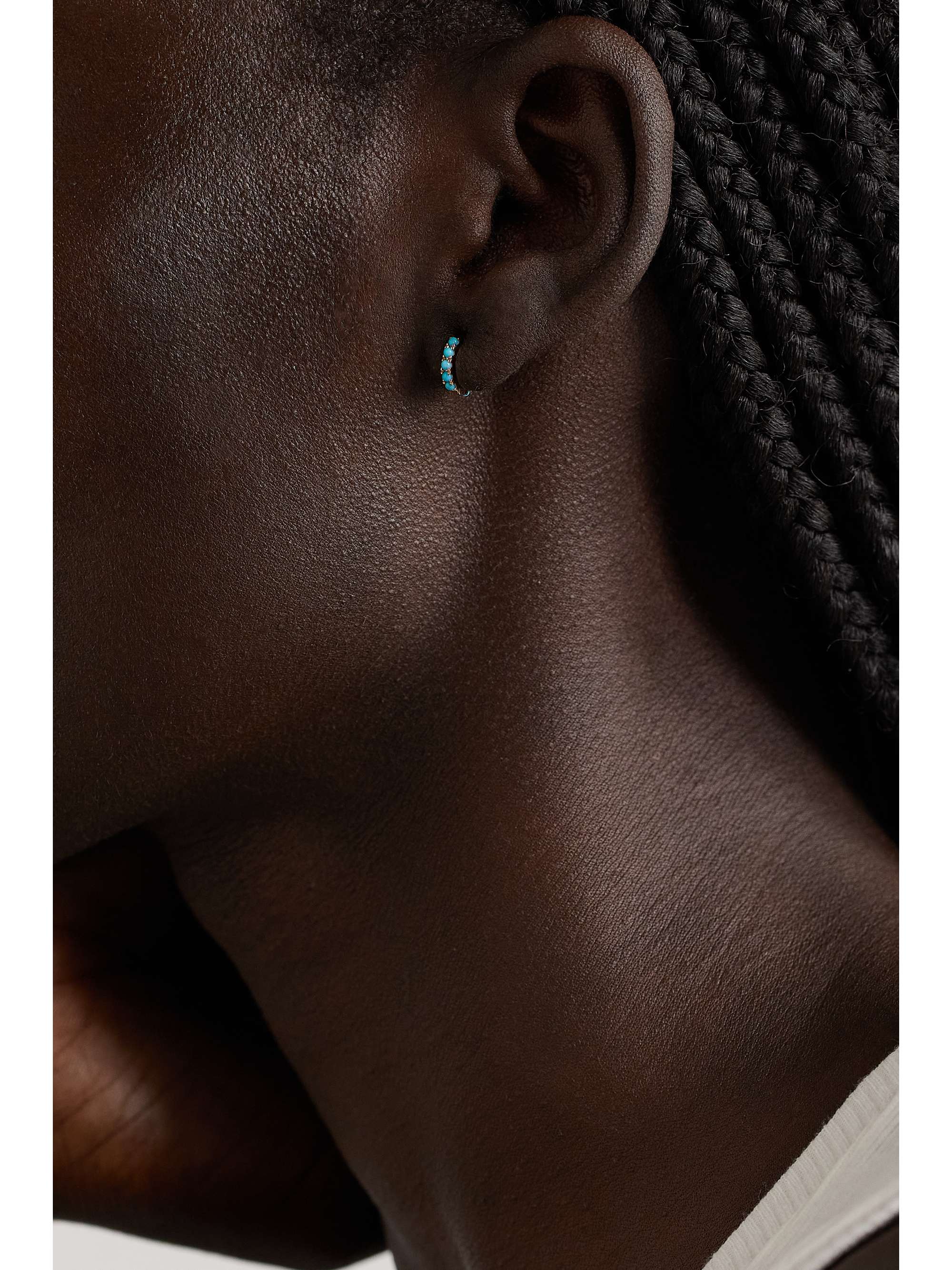 MARIA TASH 6.5mm 14-karat rose gold turquoise single hoop earring