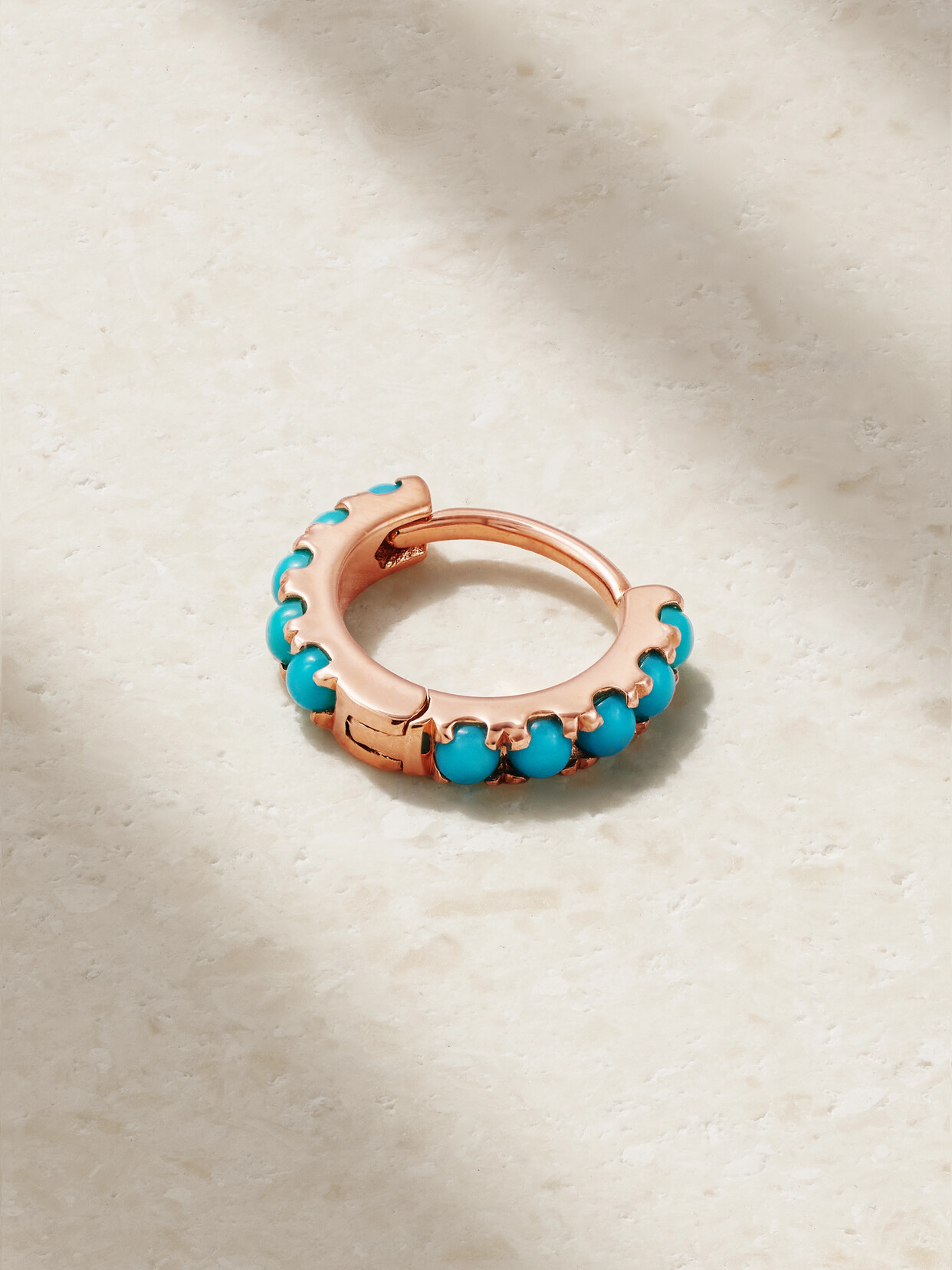 Maria Tash 6.5mm 14-karat Rose Gold Turquoise Single Hoop Earring