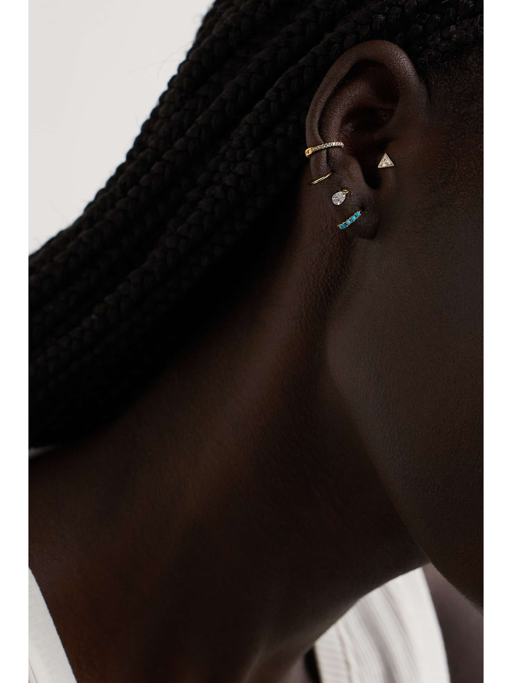 MARIA TASH 6.5mm 14-karat rose gold turquoise single hoop earring