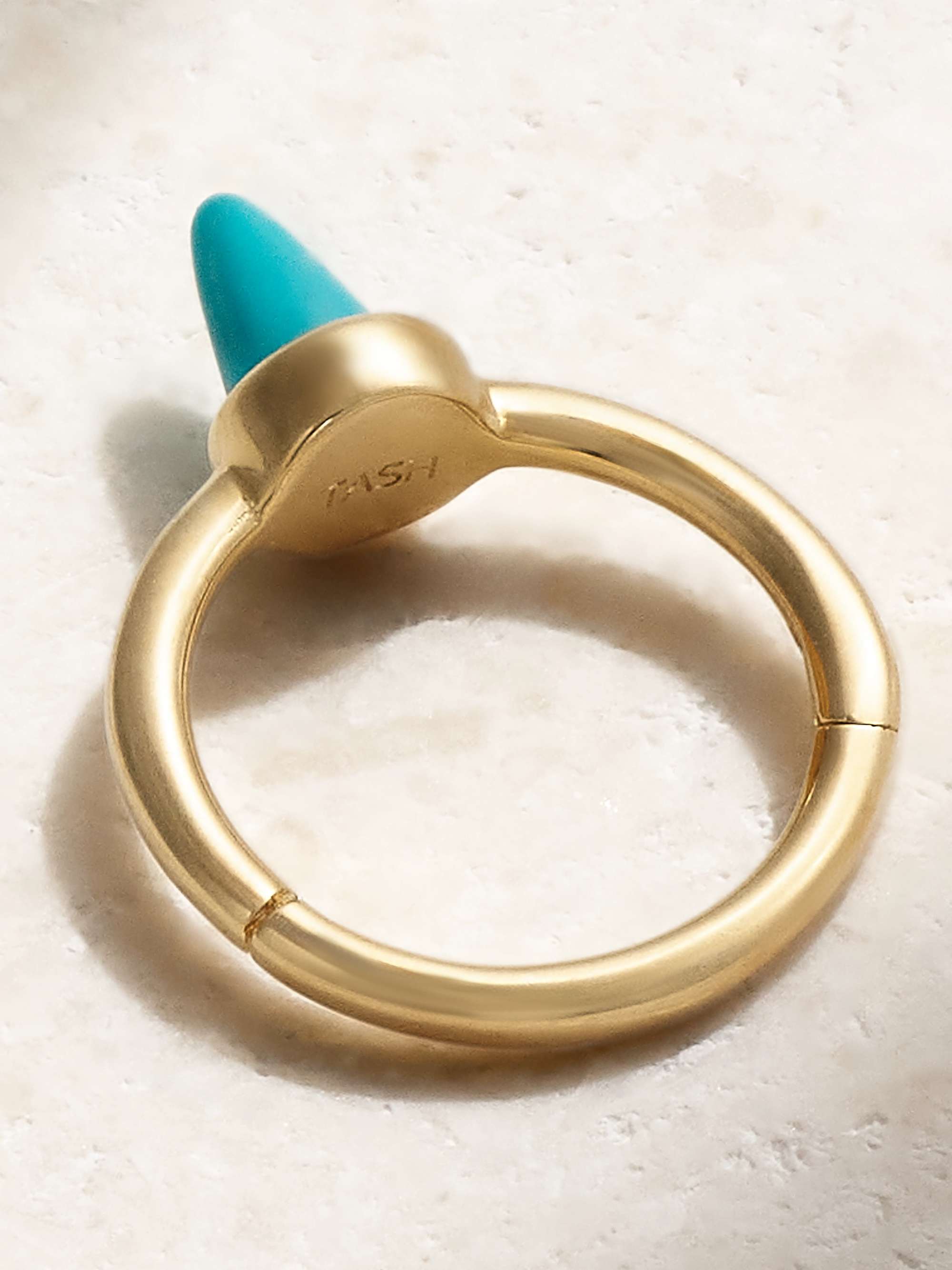MARIA TASH 8mm Short Spike 14-karat gold turquoise single hoop earring
