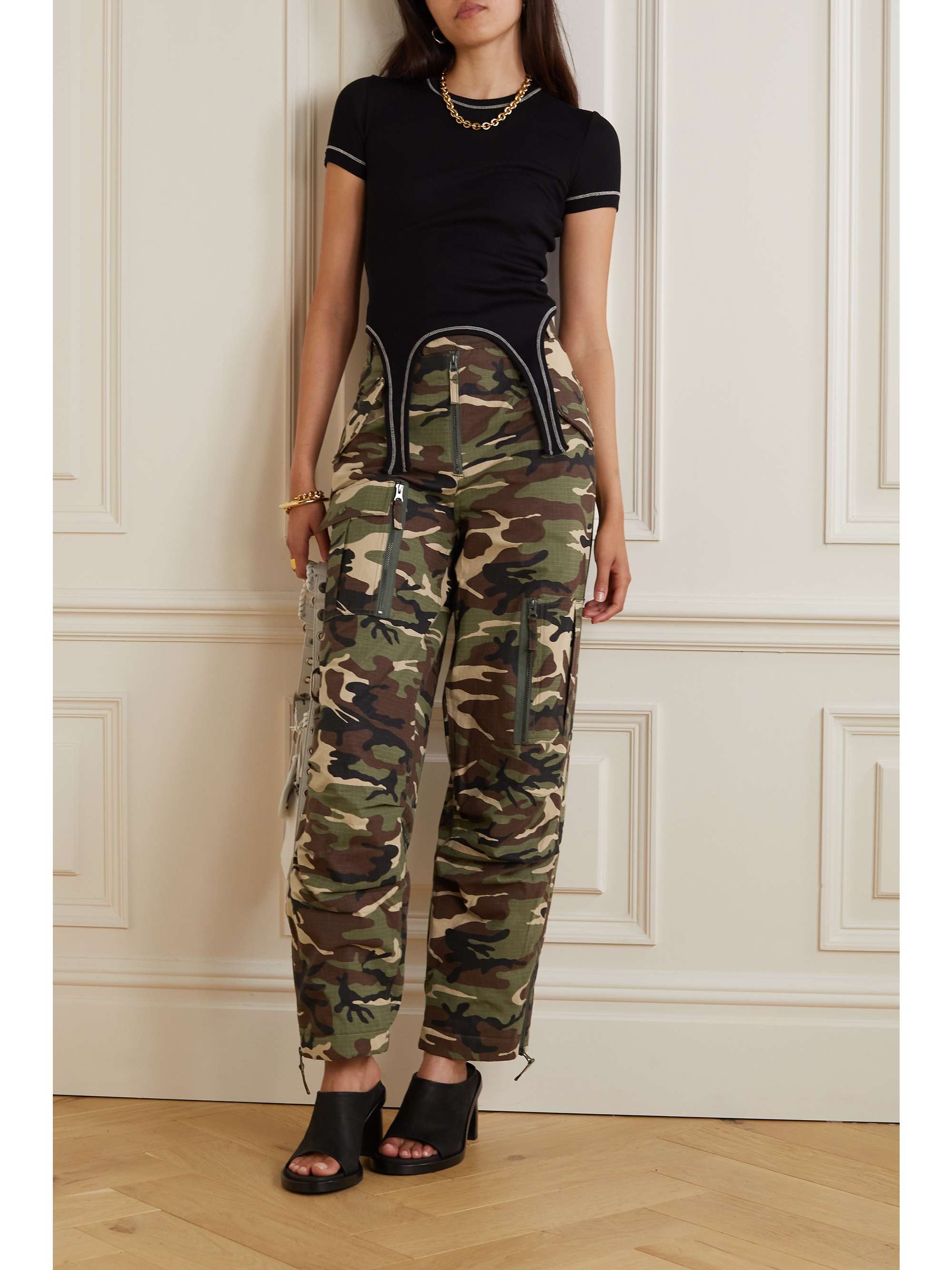 ANDERSSON BELL Padded camouflageprint cottonripstop straightleg